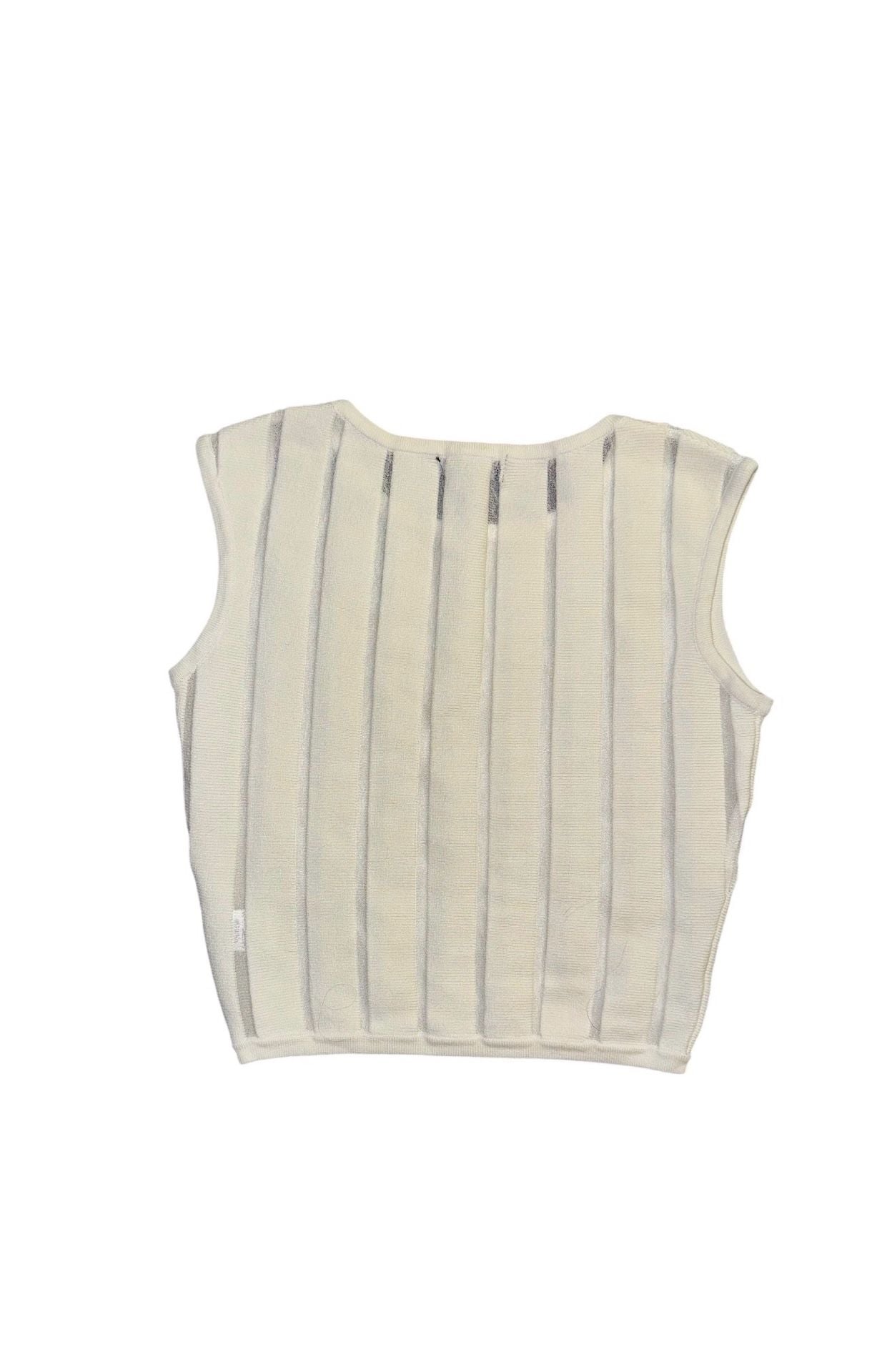 CQ by CQ Knit Tank Top Size S White Metallic Striped Sleeveless 4