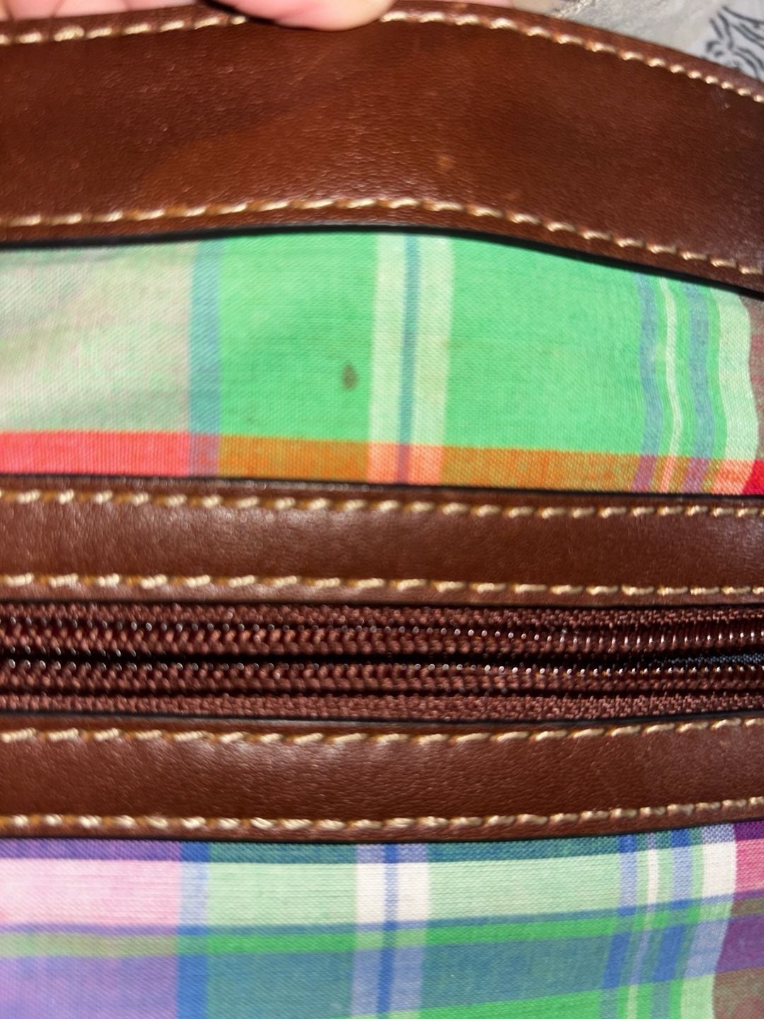 2000s Chaps Plaid Multicolor Crossbody Bag with Brown Trim Colorful Y2K  10