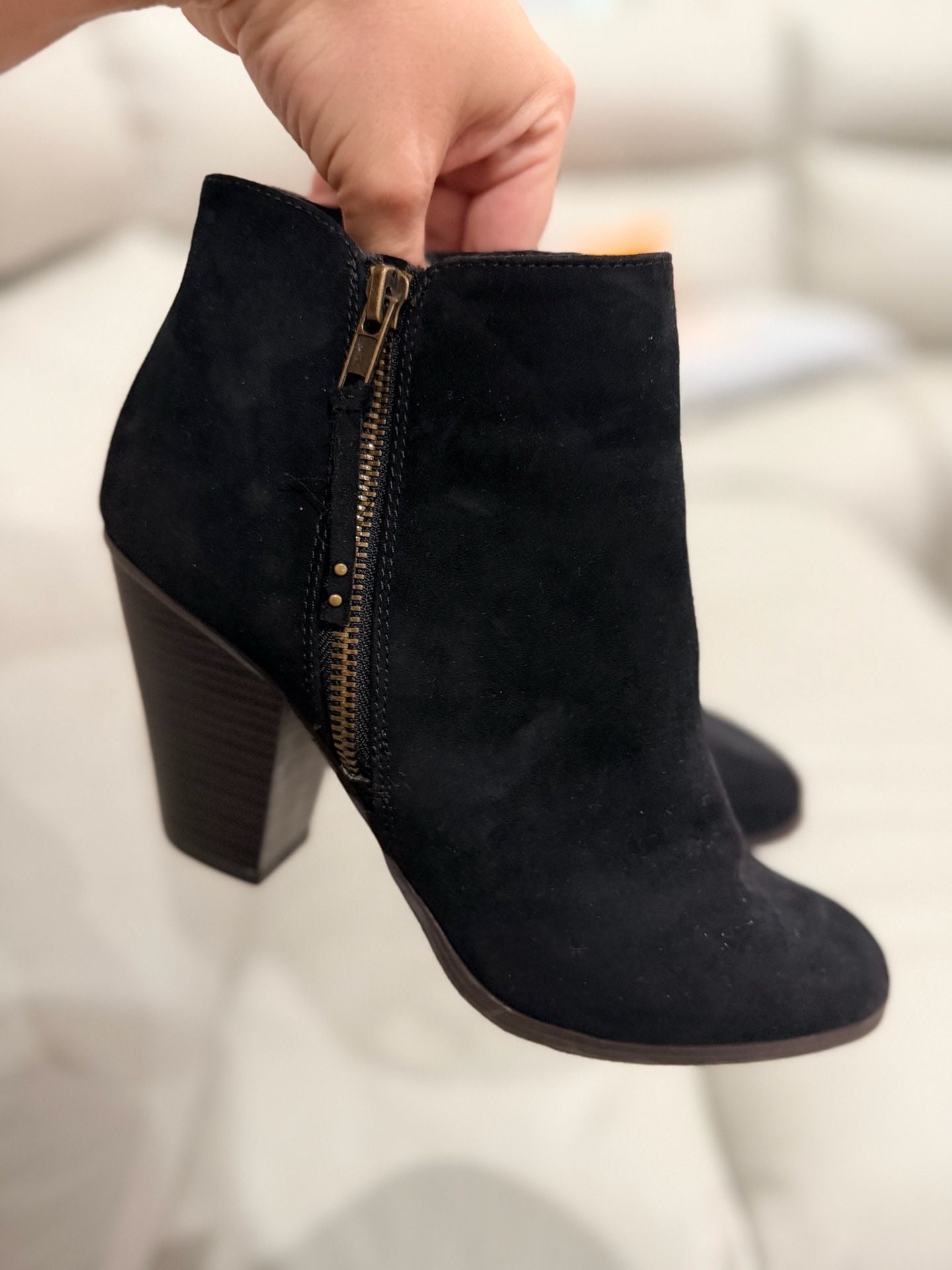 Charlotte Russe Black Suede Chunky Heel Ankle Booties 2