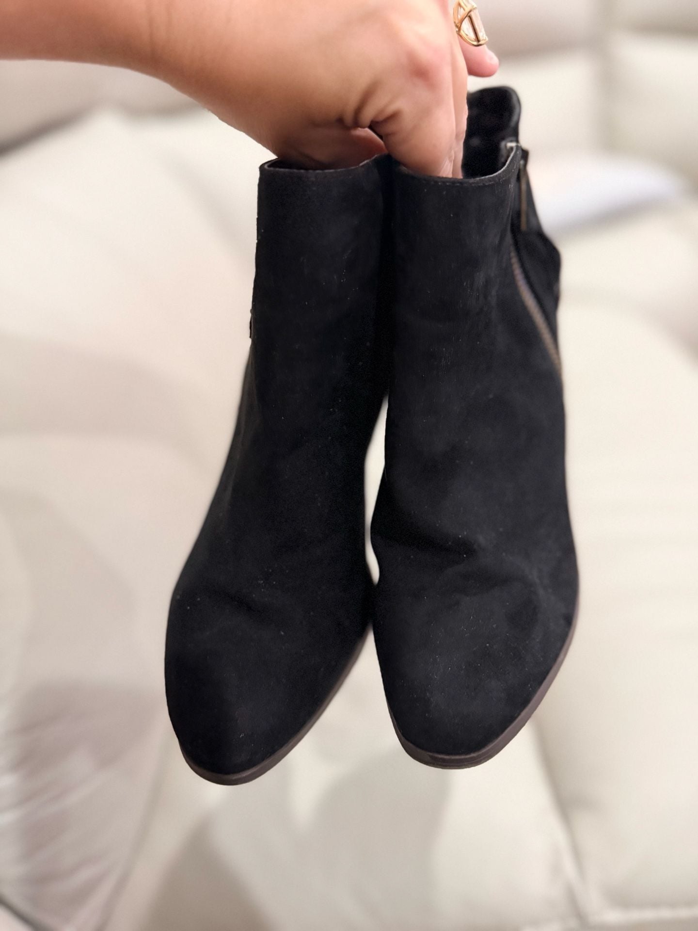 Charlotte Russe Black Suede Chunky Heel Ankle Booties 3