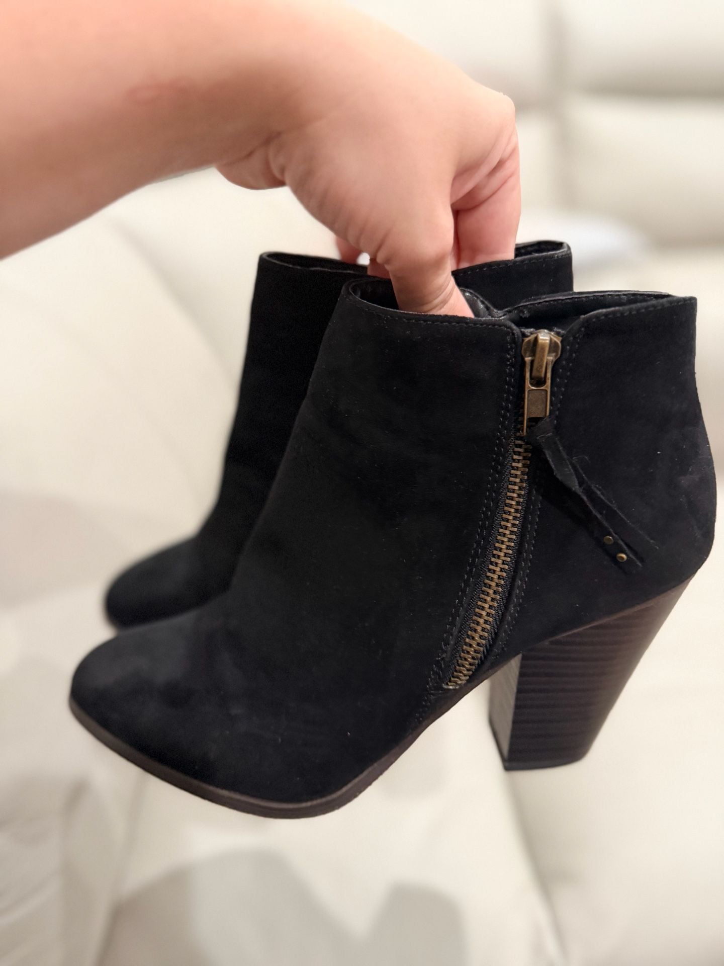 Charlotte Russe Black Suede Chunky Heel Ankle Booties 4