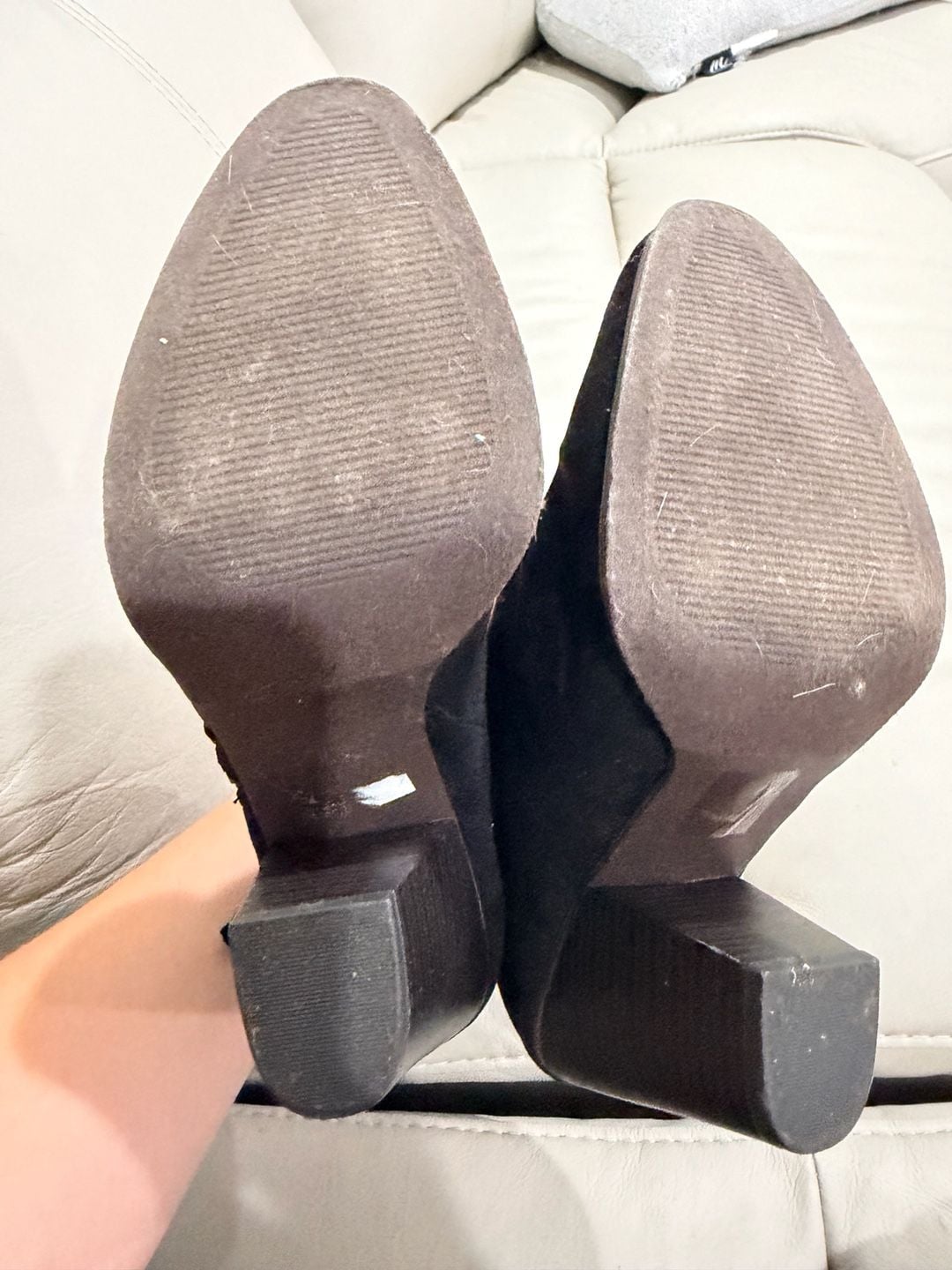 Charlotte Russe Black Suede Chunky Heel Ankle Booties 6
