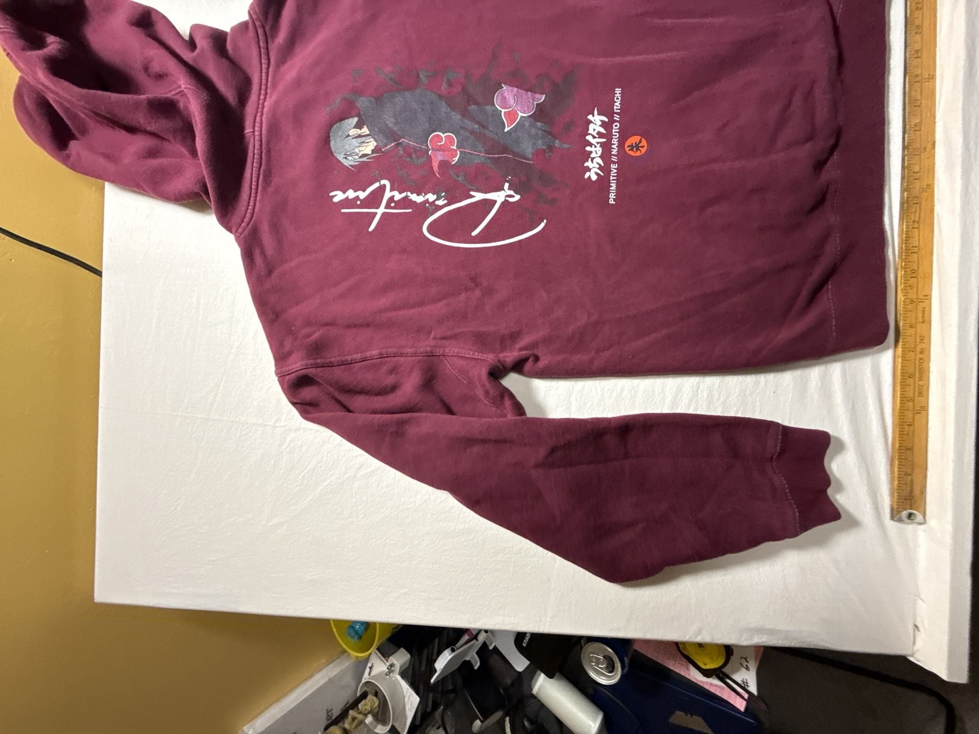Primitive Naruto Shippuden Itachi Hoodie Size M Burgundy 9