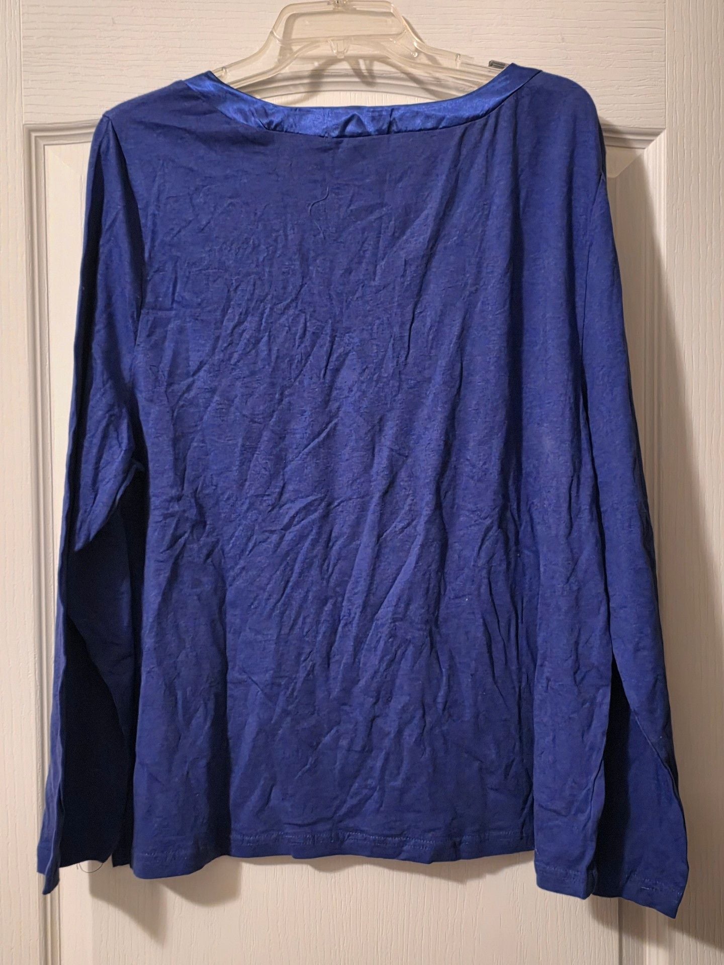 NWOT Nouveau By Pajama Drama Long Sleeve V-Neck Top Size 3X Royal Blue 2