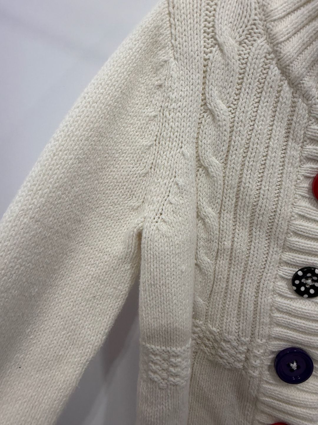 Gymboree Cable Knit Sweater Coat Size XS (3-4) Off White Multi Buttons 10