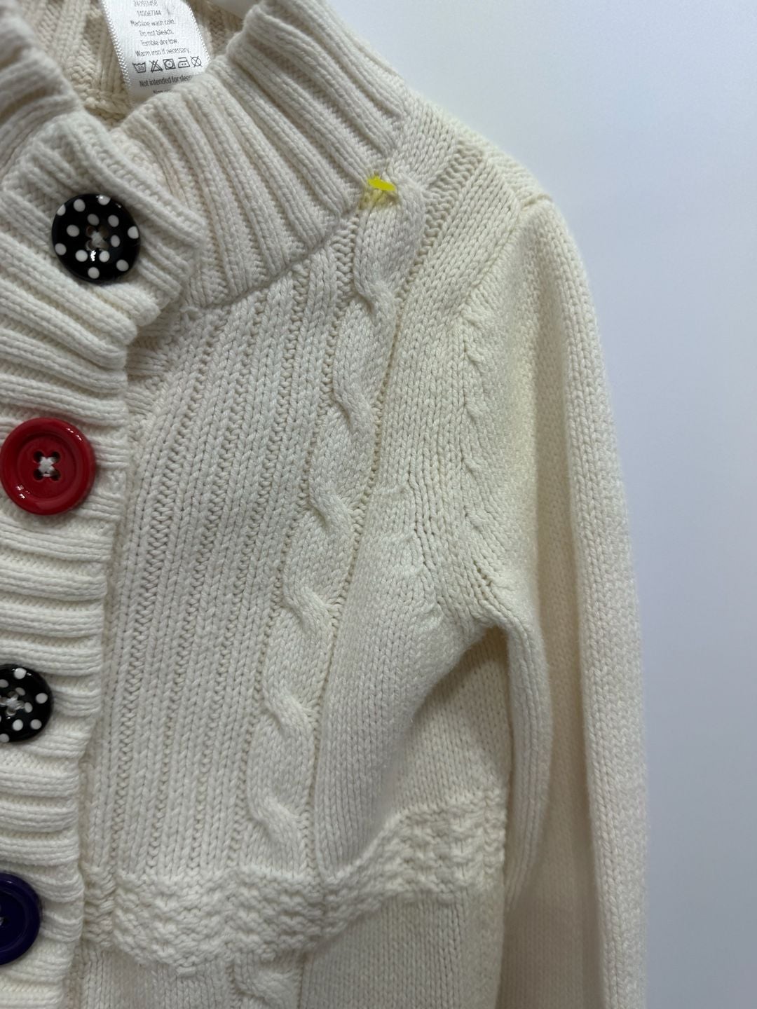 Gymboree Cable Knit Sweater Coat Size XS (3-4) Off White Multi Buttons 11