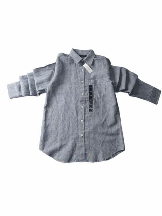 Banana Republic Linen Standard Fit Shirt Size S Blue Stripe Long Sleeve 2
