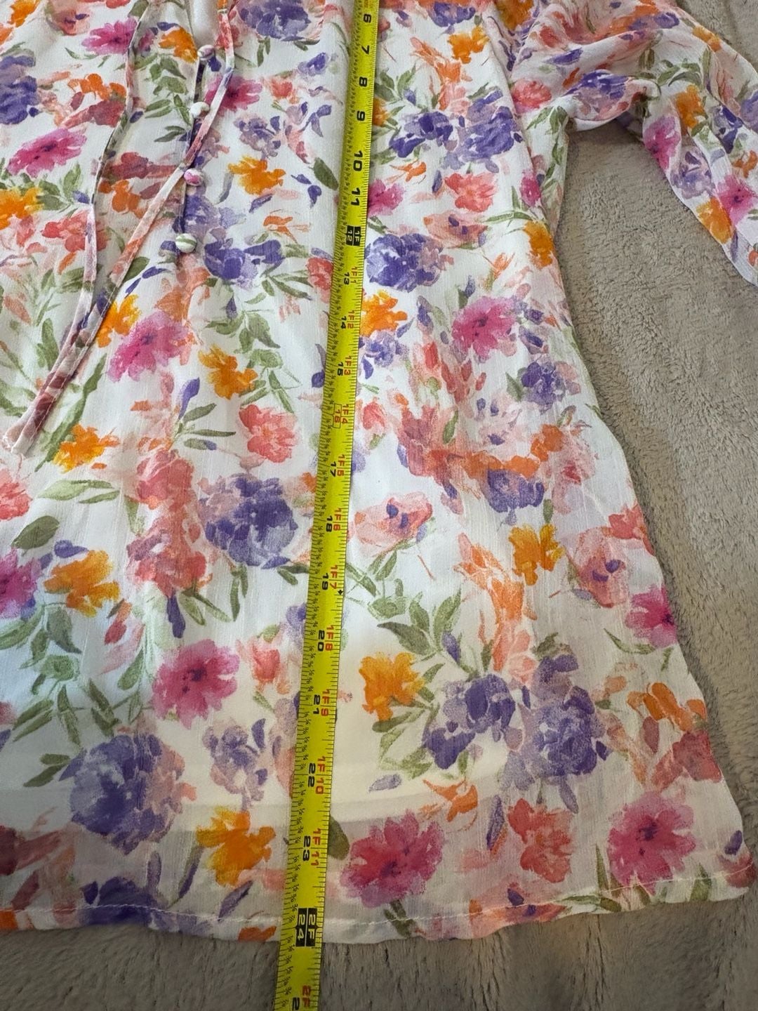 Joie Floral Chiffon Blouse Size XS Long Sleeve V-Neck 8
