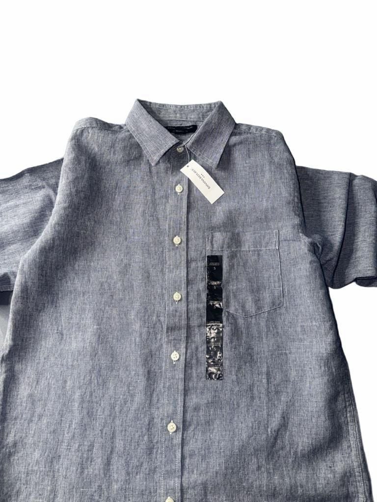 Banana Republic Linen Standard Fit Shirt Size S Blue Stripe Long Sleeve 3
