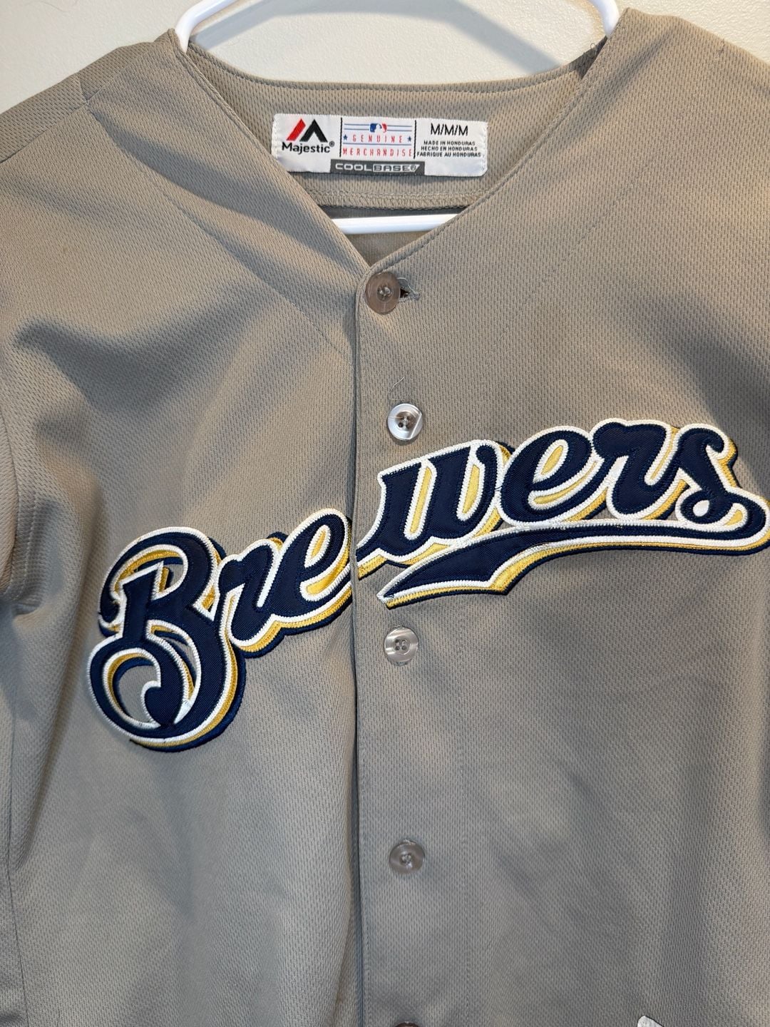 Majestic Milwaukee Brewers Baseball Jersey Size youth M Gray Spring 70 4
