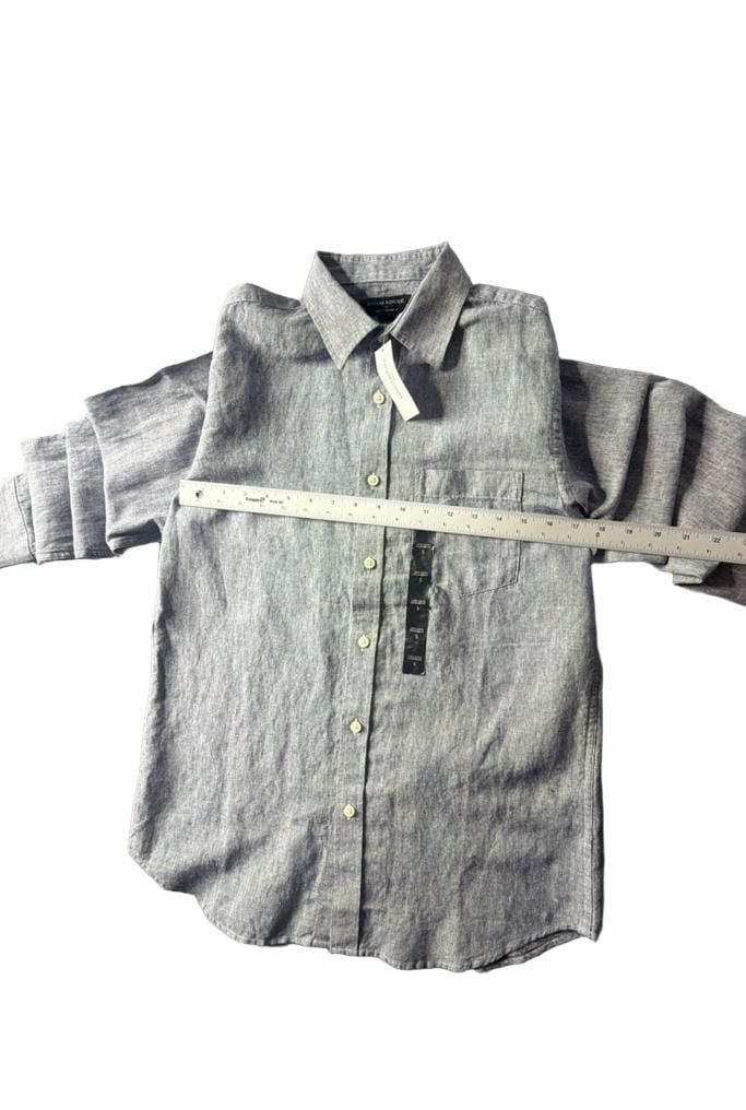 Banana Republic Linen Standard Fit Shirt Size S Blue Stripe Long Sleeve 6