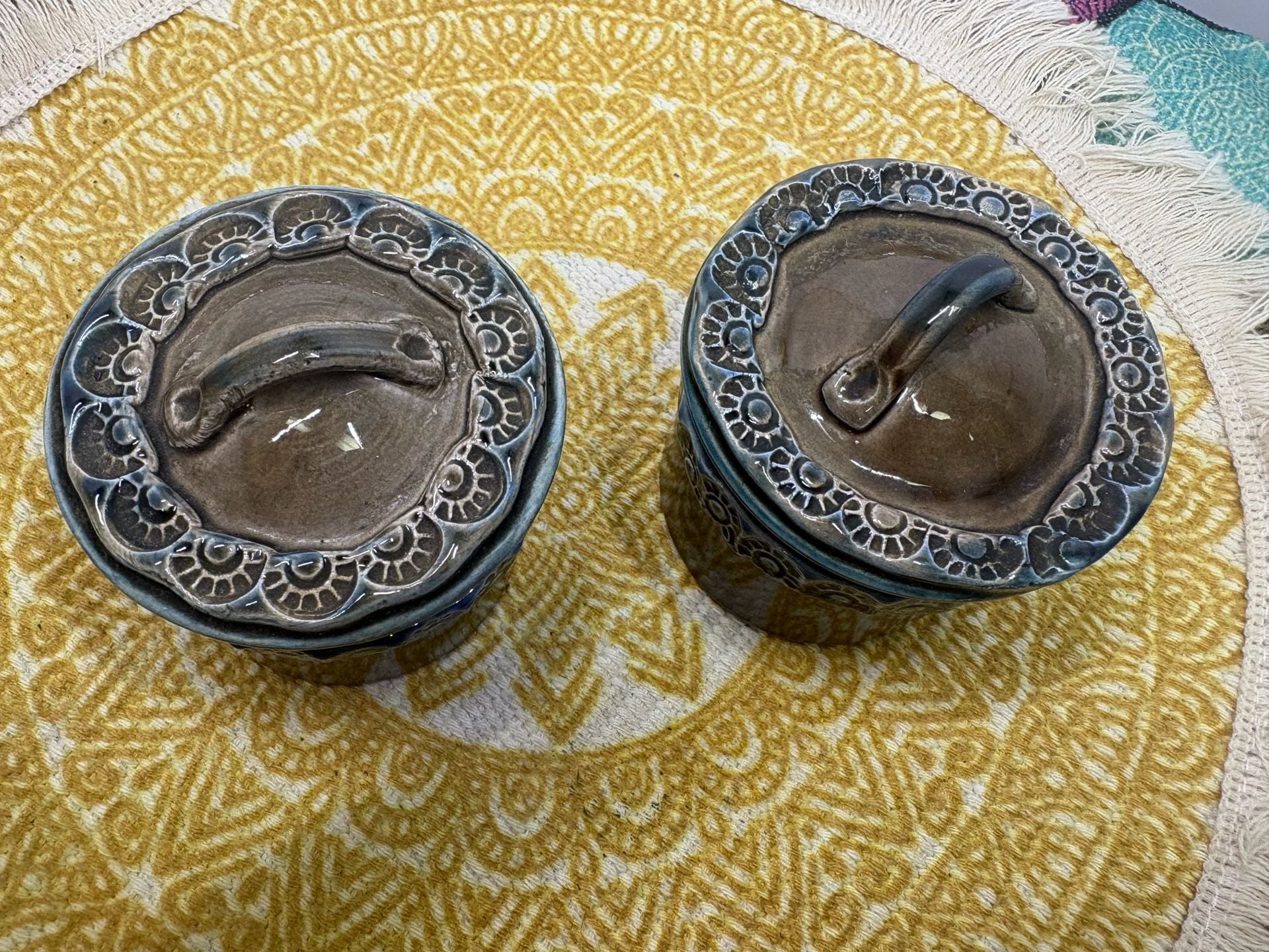 Rosenthal Bjorn Wiinblad Brotzeit Stoneware Mini Canisters Brown Blue - Set of 2 2