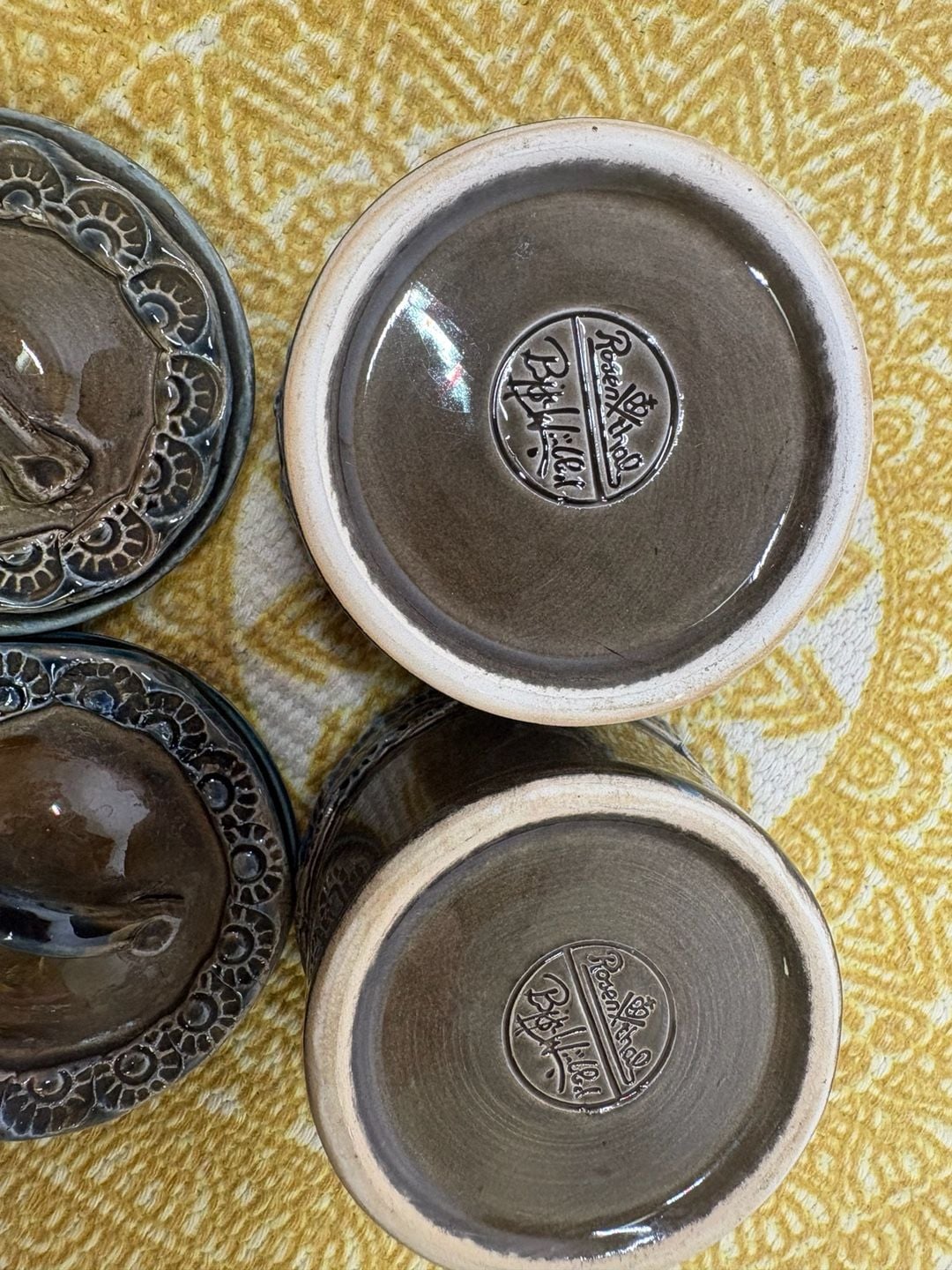 Rosenthal Bjorn Wiinblad Brotzeit Stoneware Mini Canisters Brown Blue - Set of 2 6