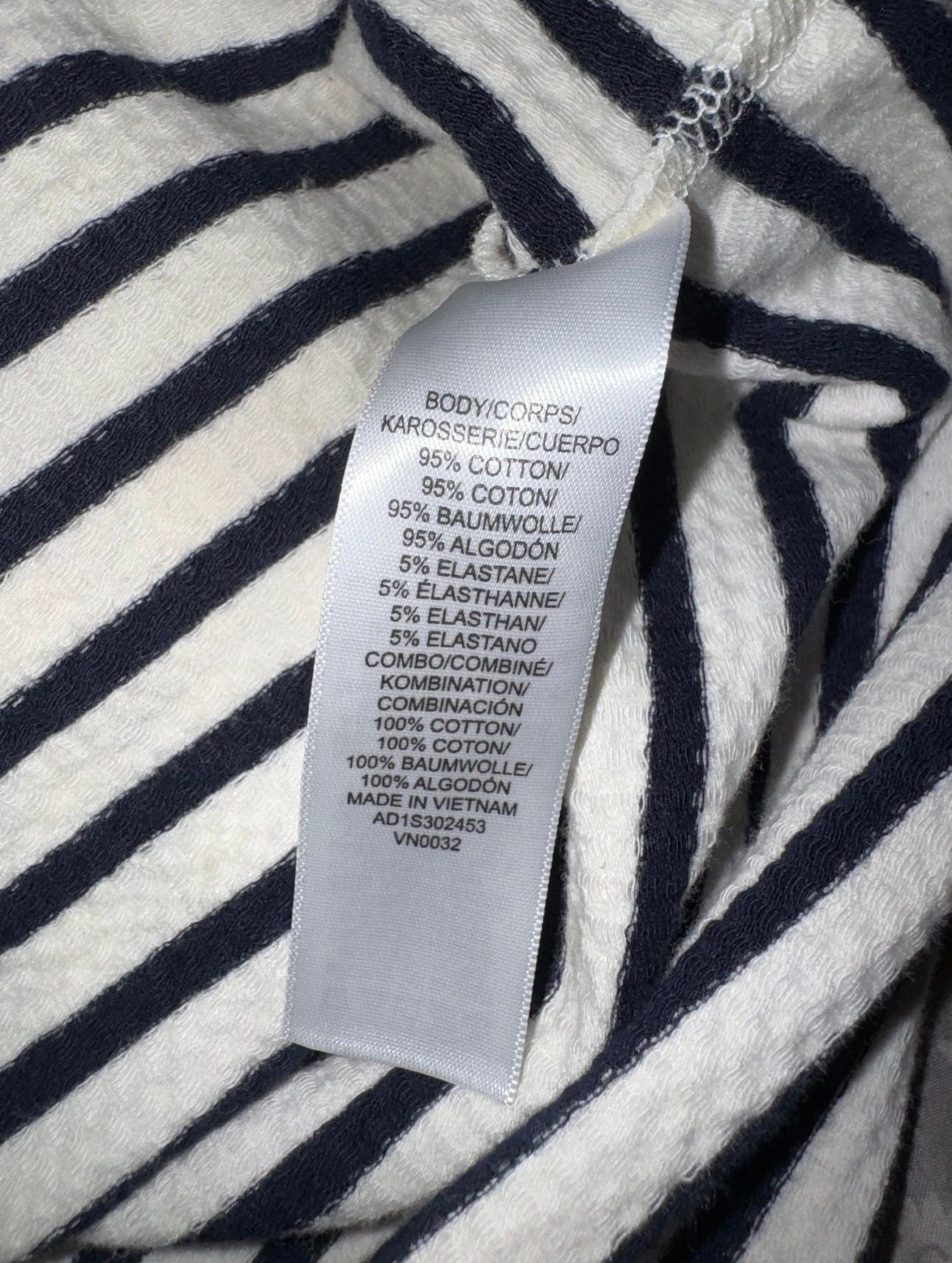 Adrianna Papell Striped Polo Shirt Size L Navy White Short Sleeve V-Neck 6