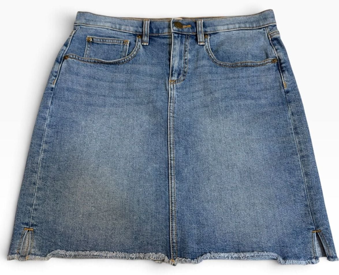 Loft Outlet Denim Skirt Size 6 Blue Raw Hem Jean Mini 7