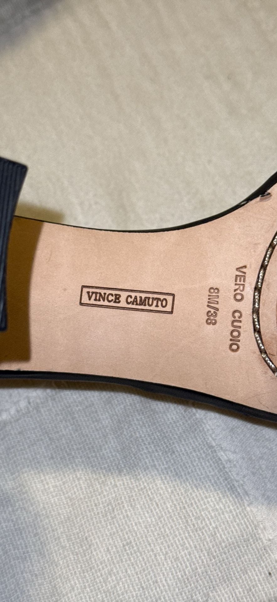 Vince Camuto Corlina Ankle Strap Sandal Size 8M/38 Bone Black Canvas 7