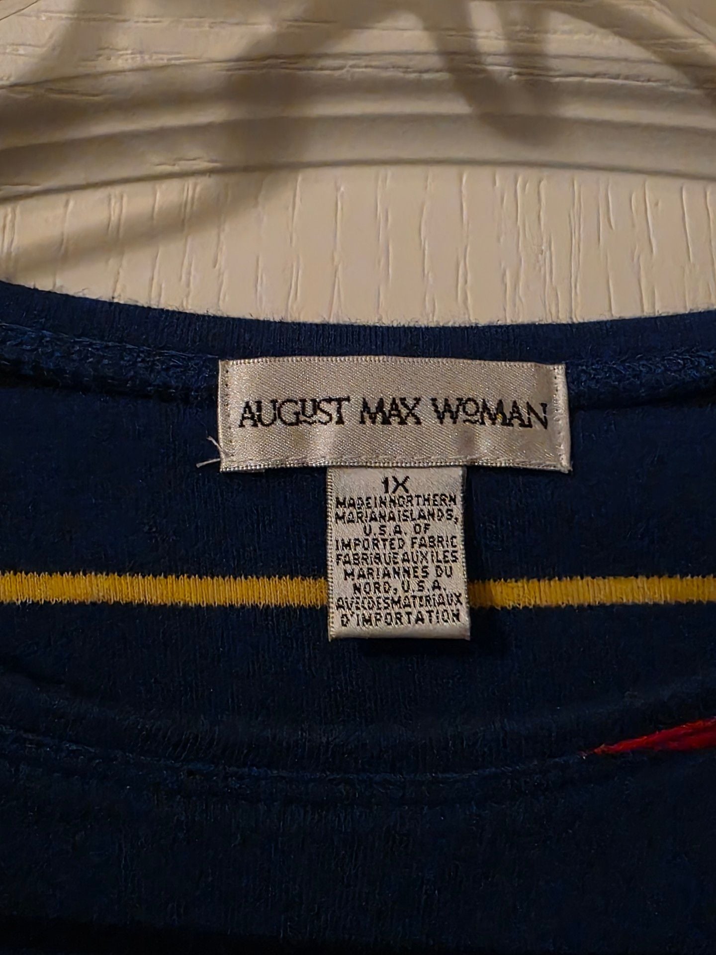 August Max Woman Striped Knit Shirt Size 1X Blue Red Yellow Short Sleeve 4