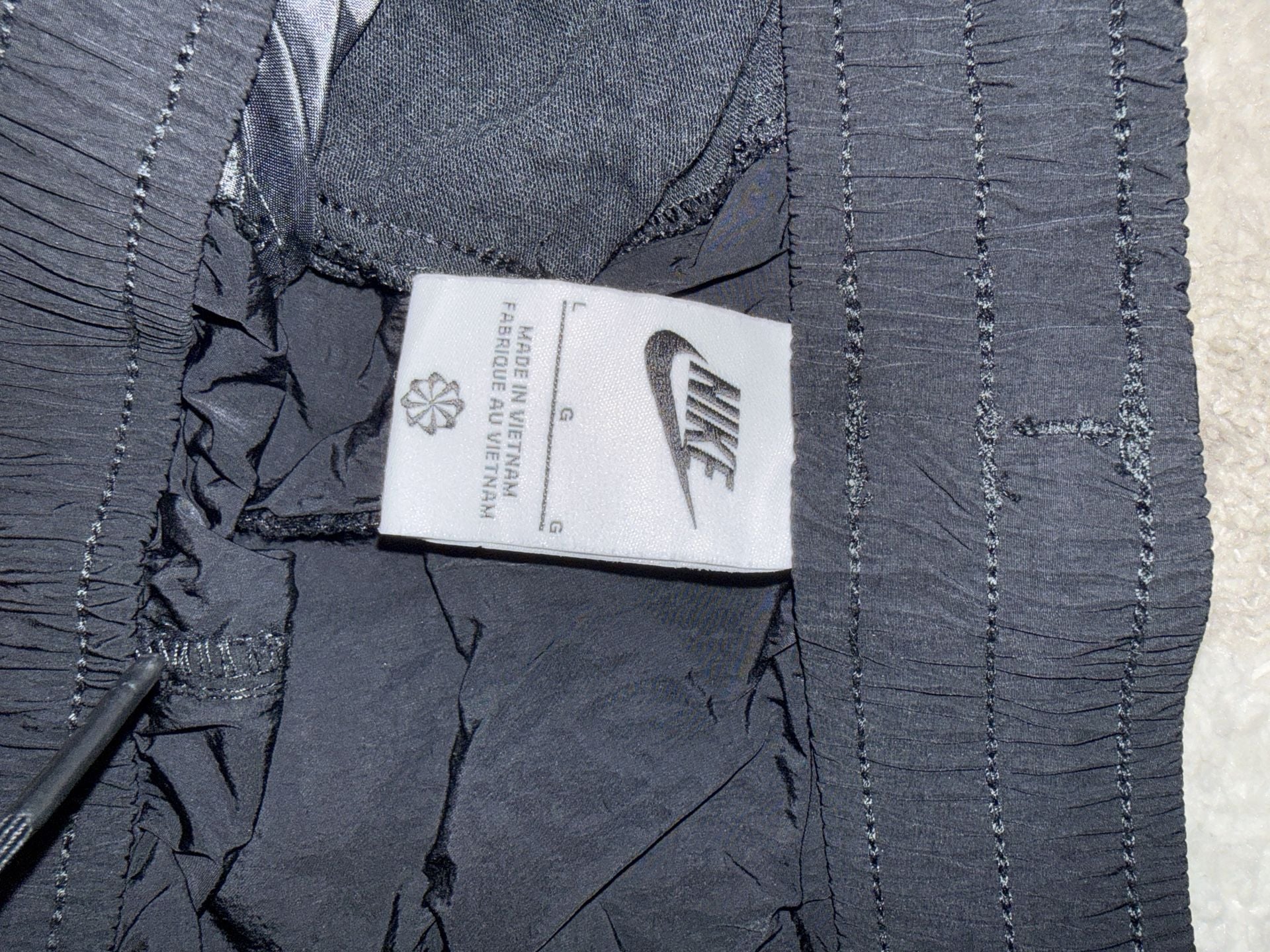 Nike Track Pants Size L Black Nylon Drawstring Athletic 3