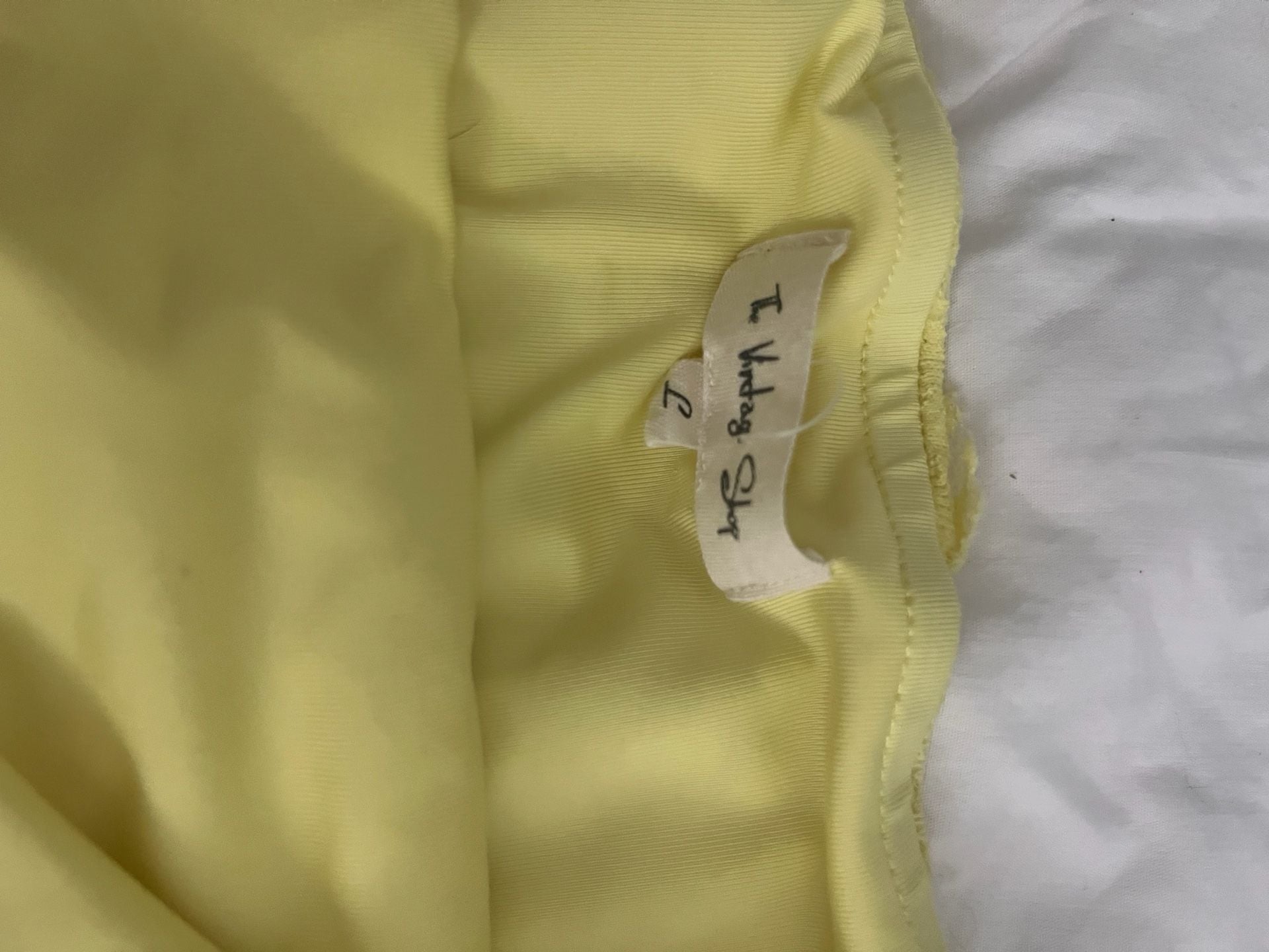 The Vintage Shop Dress Size L Yellow Lace Ruffle Strapless 3