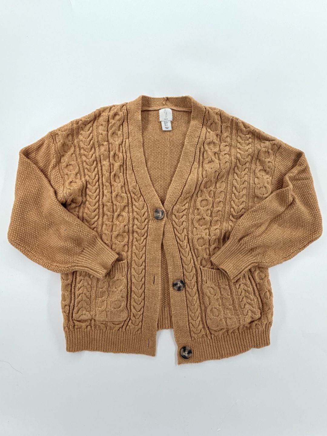 Joie Cable Knit Cardigan Size S Caramel Brown V-Neck Button Front Sweater 3