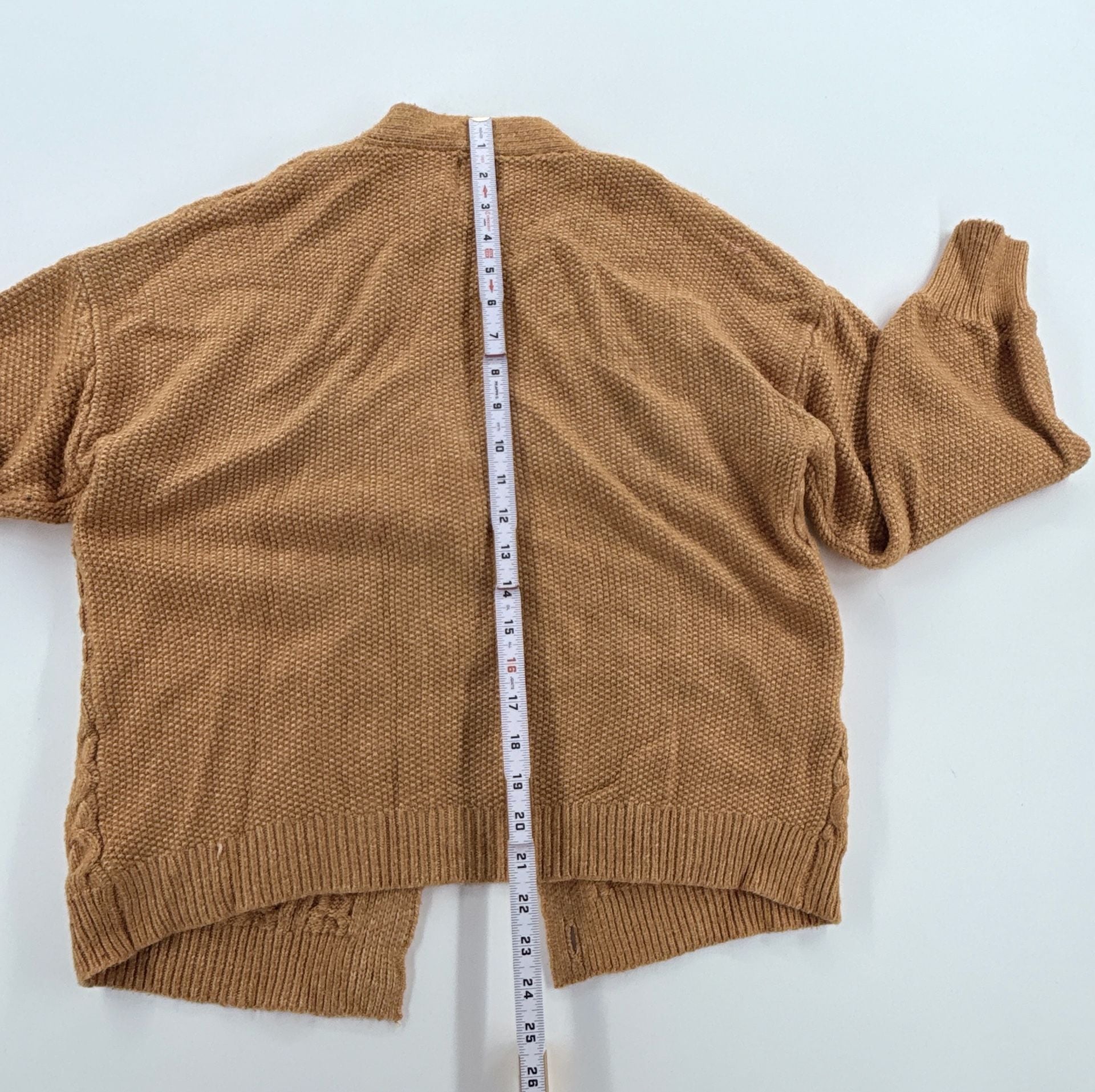 Joie Cable Knit Cardigan Size S Caramel Brown V-Neck Button Front Sweater 5
