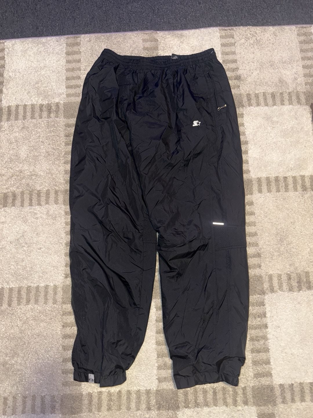 Starter Nylon Track Pants Size L Black Windbreaker Joggers 2