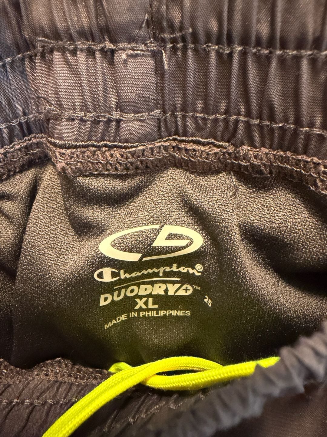 Champion DuoDry Shorts Size XL Gray Neon Yellow 3