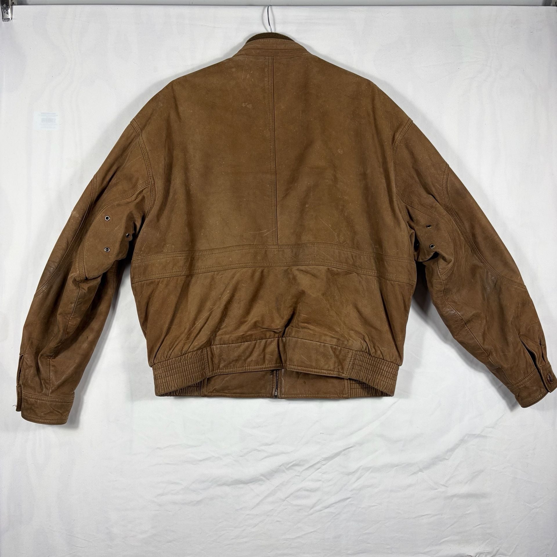 Vintage Leather Bomber Jacket Brown Distressed 6