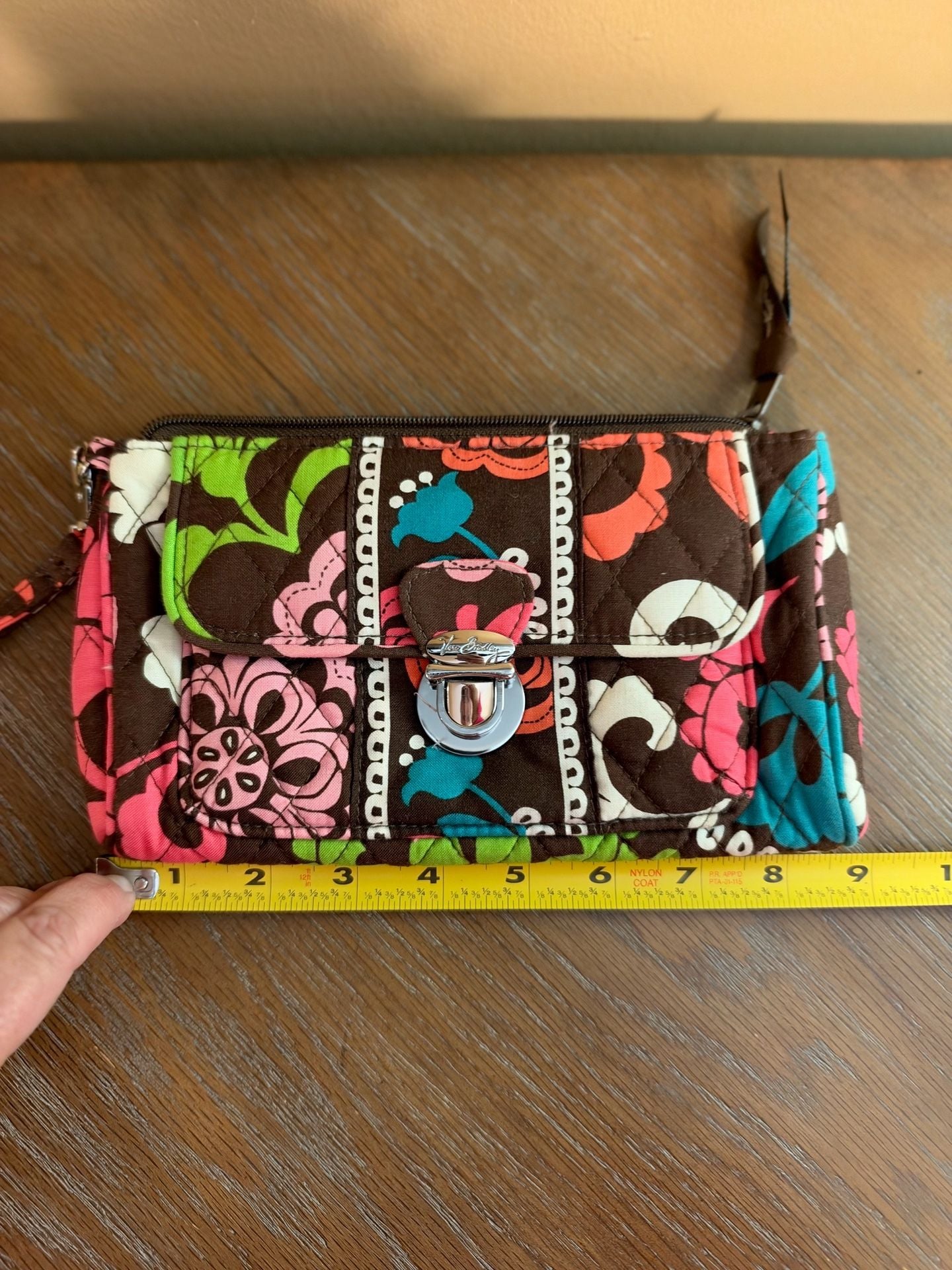 Vera Bradley Lola Floral Quilted Pushlock Wristlet Wallet Purse 6