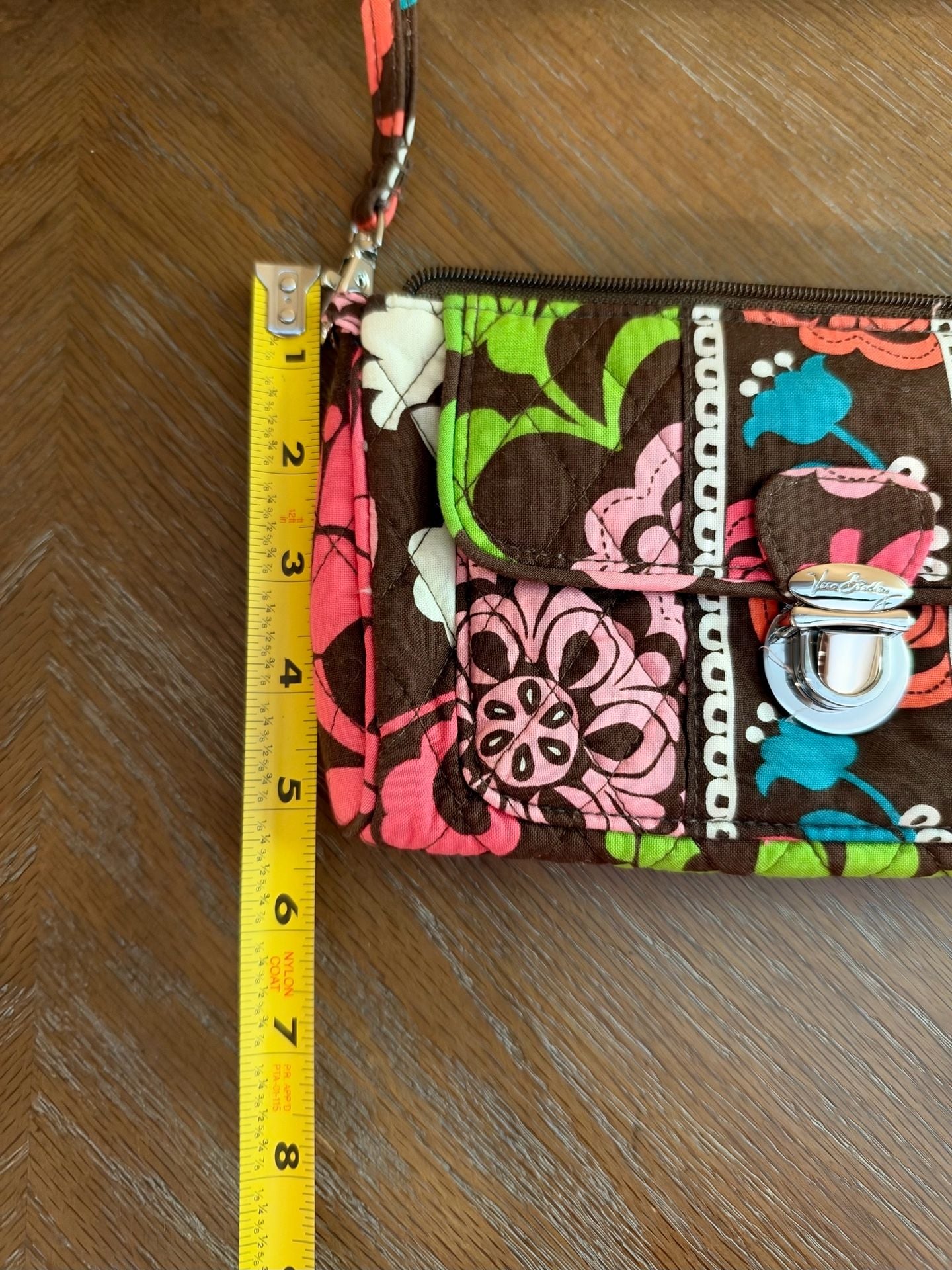 Vera Bradley Lola Floral Quilted Pushlock Wristlet Wallet Purse 7