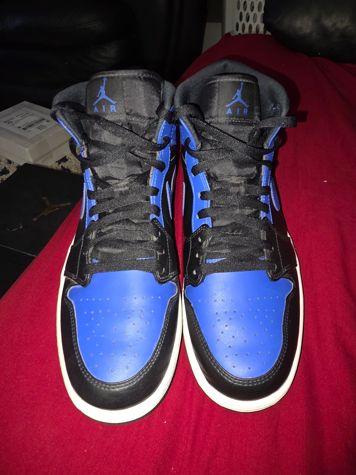 Nike Air Jordan 1 Mid Size 12 Black Hyper Royal Blue 2