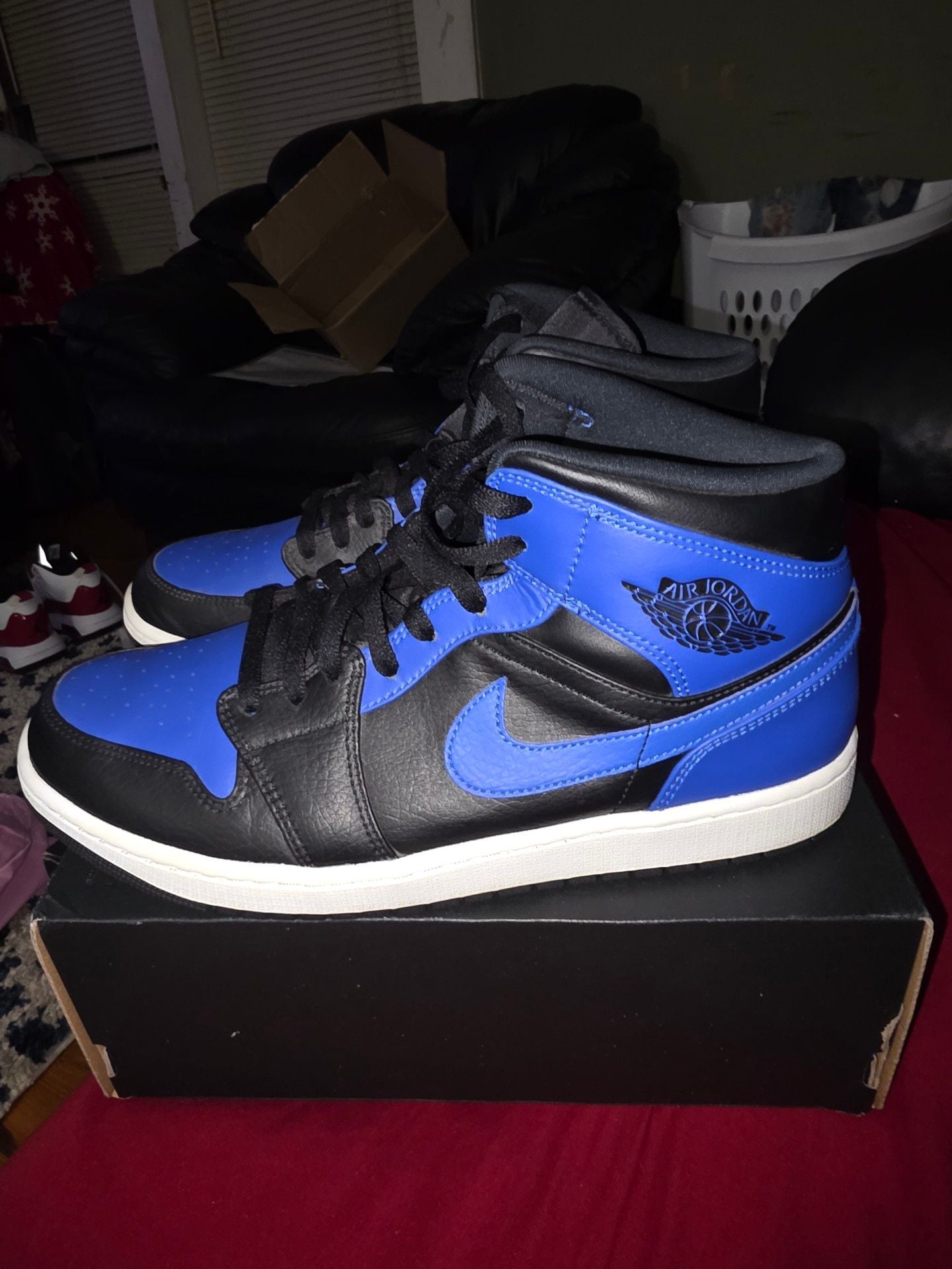 Nike Air Jordan 1 Mid Size 12 Black Hyper Royal Blue 3
