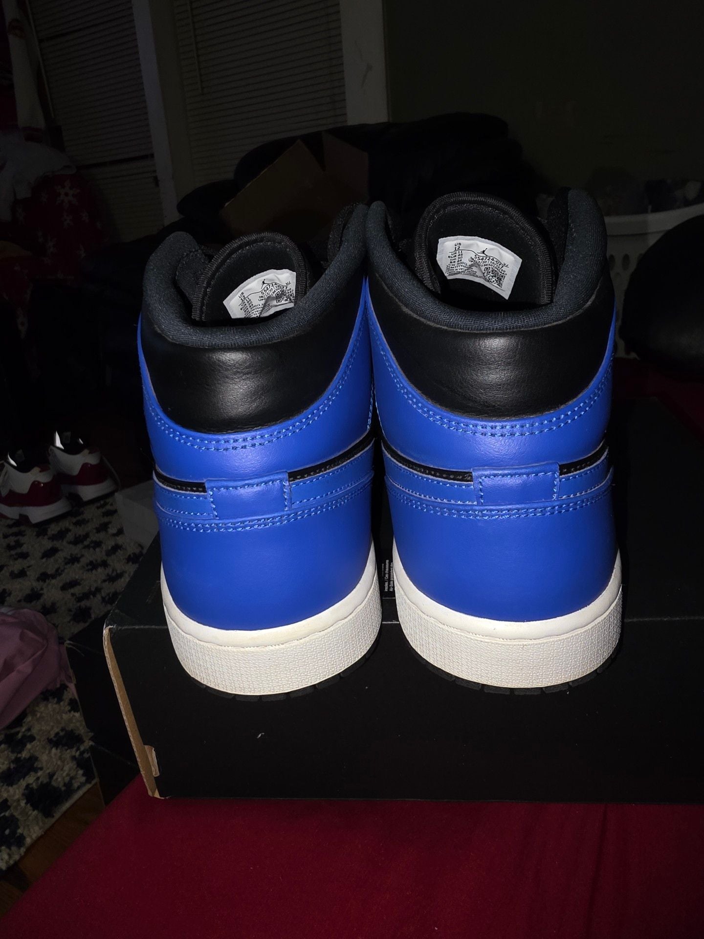 Nike Air Jordan 1 Mid Size 12 Black Hyper Royal Blue 5