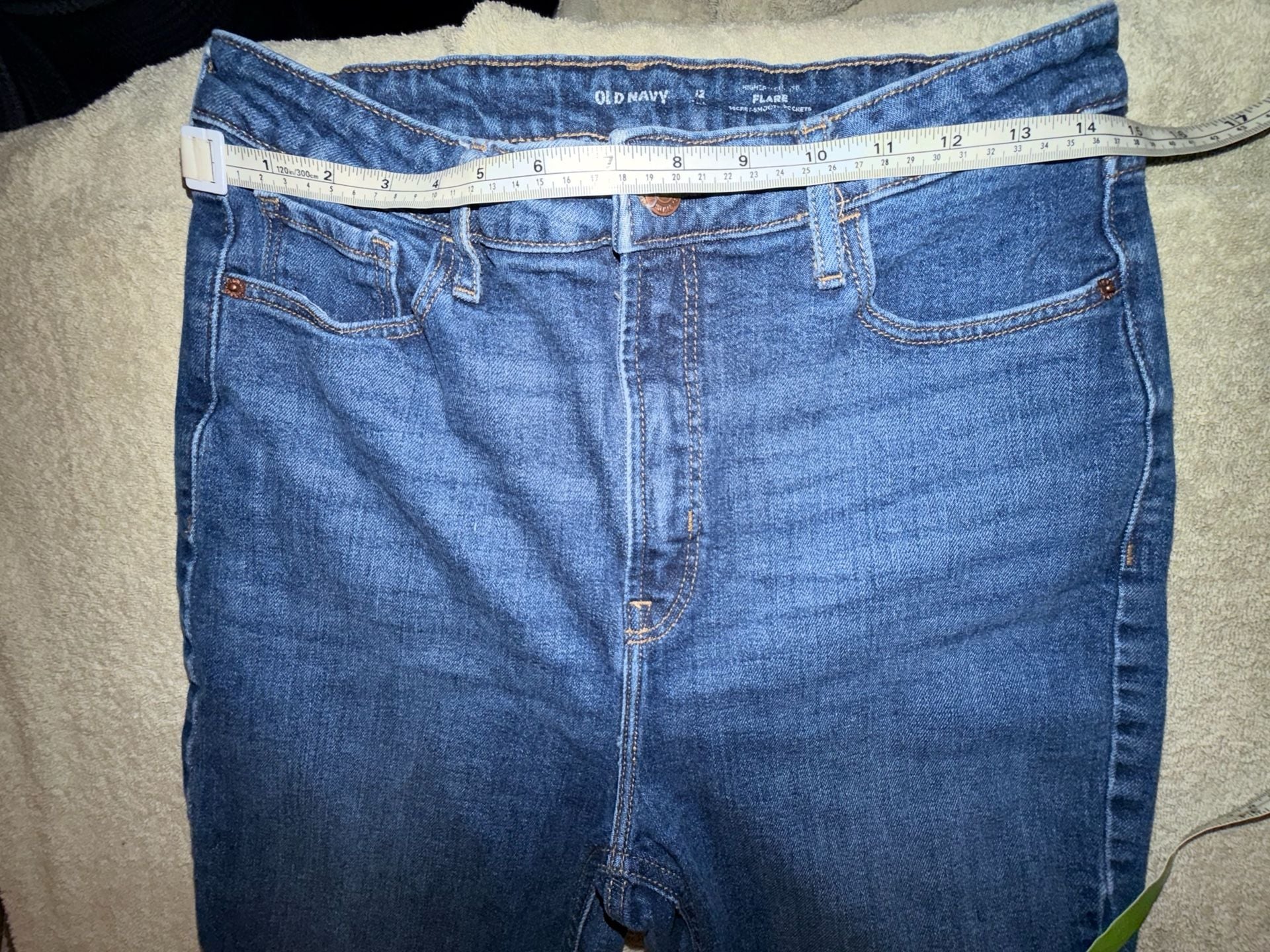 Old Navy Flare Jeans Size 12 Blue Denim High Rise Secret Smooth Pockets 3