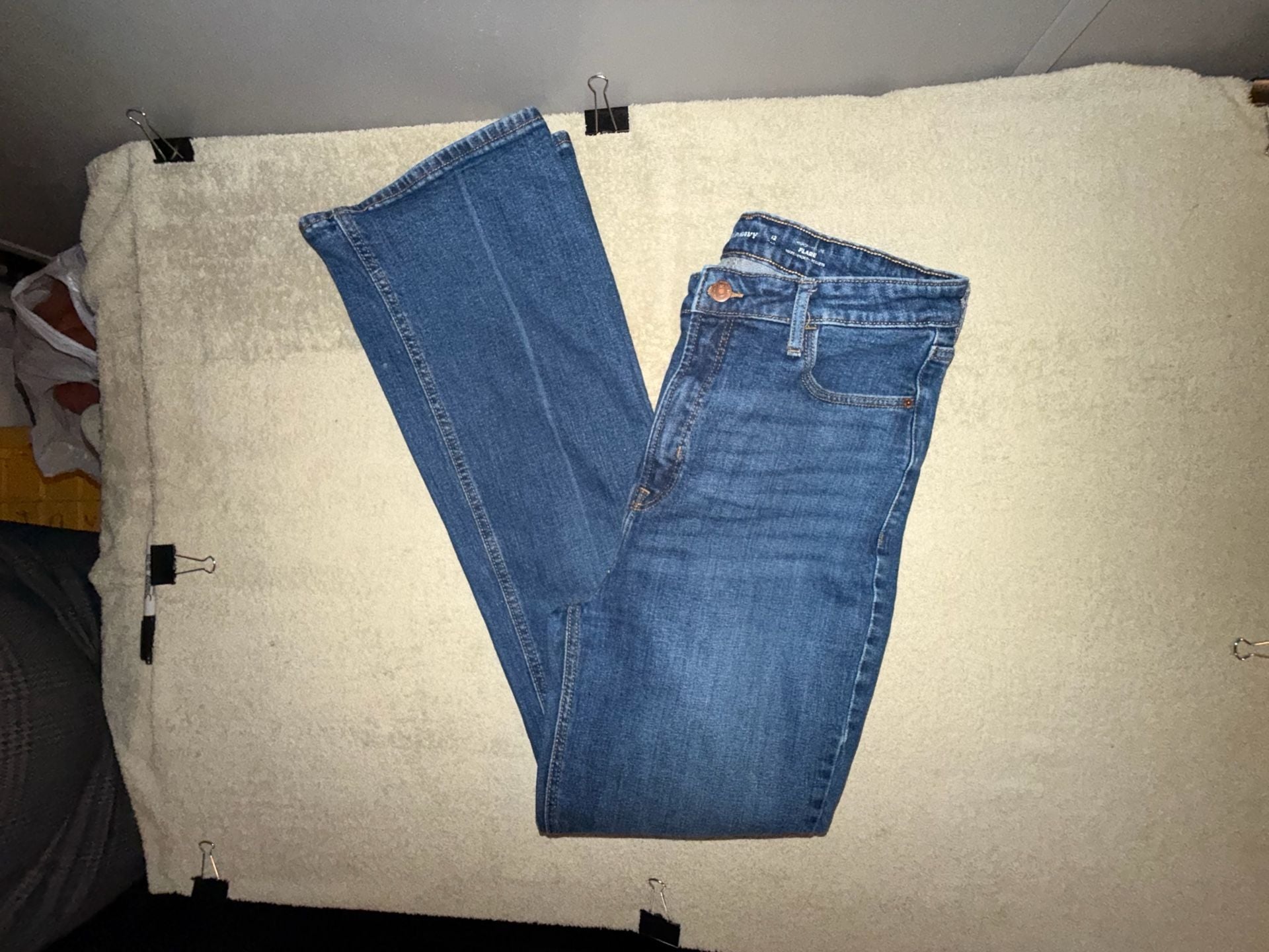 Old Navy Flare Jeans Size 12 Blue Denim High Rise Secret Smooth Pockets 8