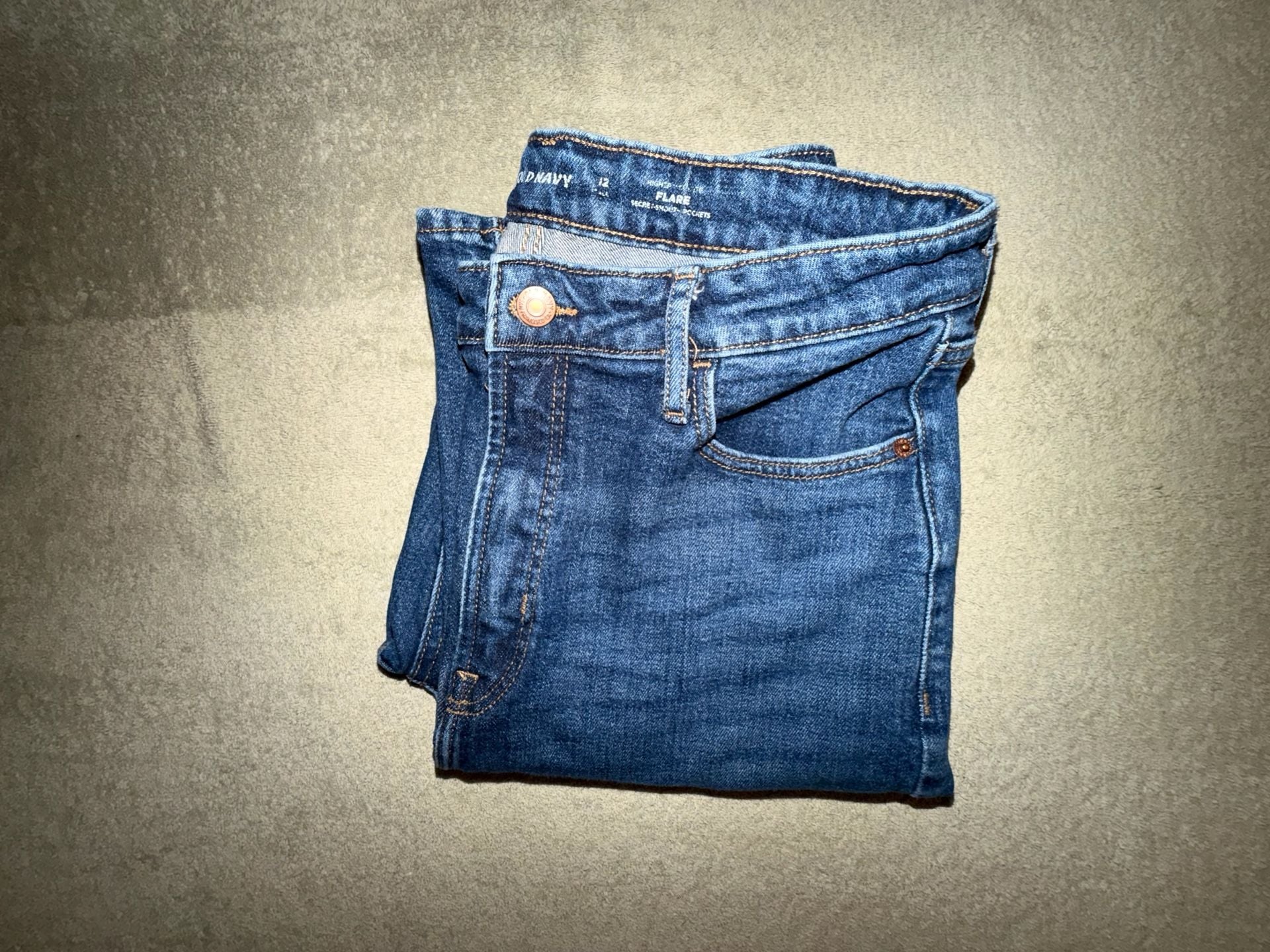 Old Navy Flare Jeans Size 12 Blue Denim High Rise Secret Smooth Pockets 9
