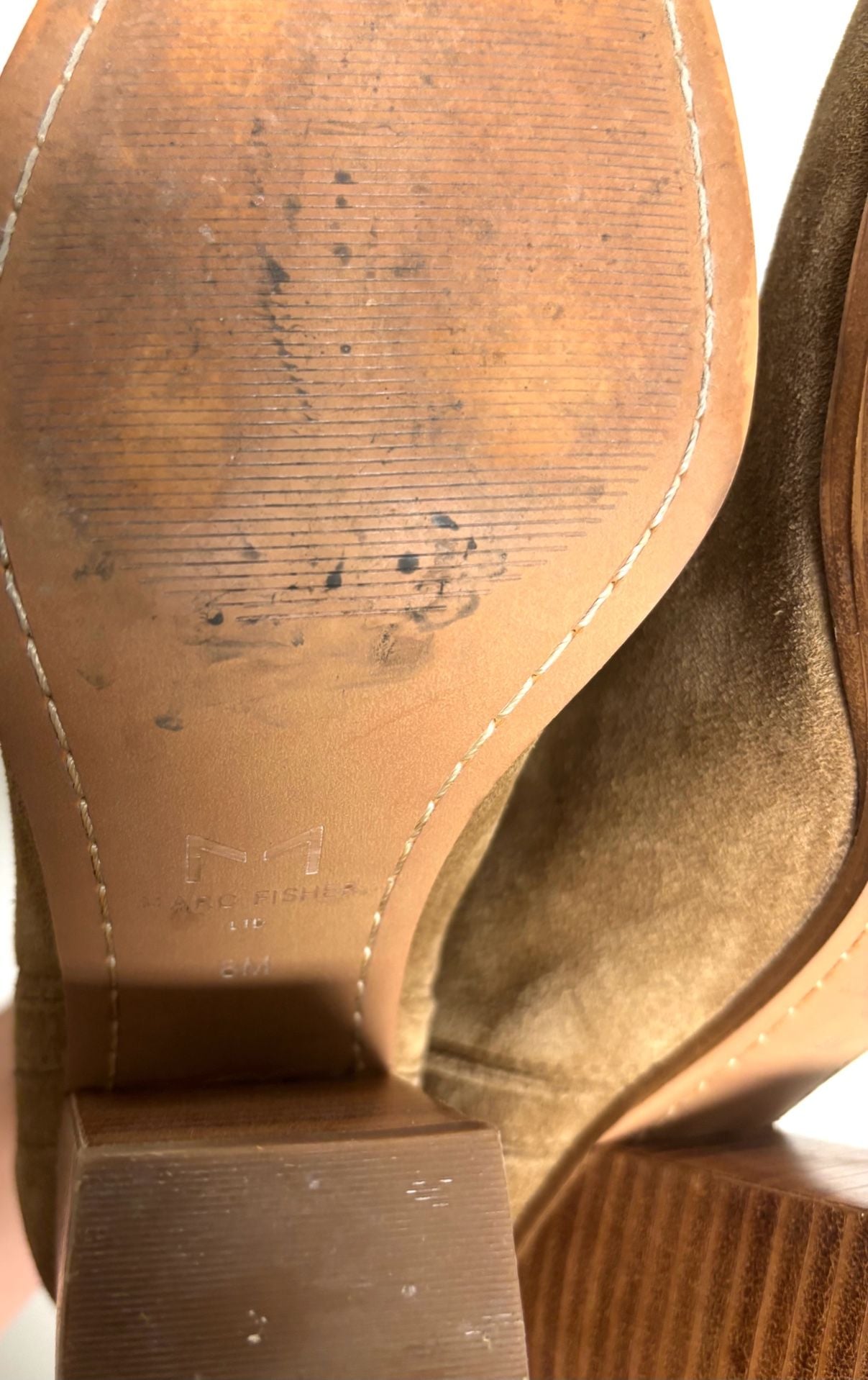Marc Fisher LTD Booties Size 8M Brown Suede Pointed Toe Block Heel 7