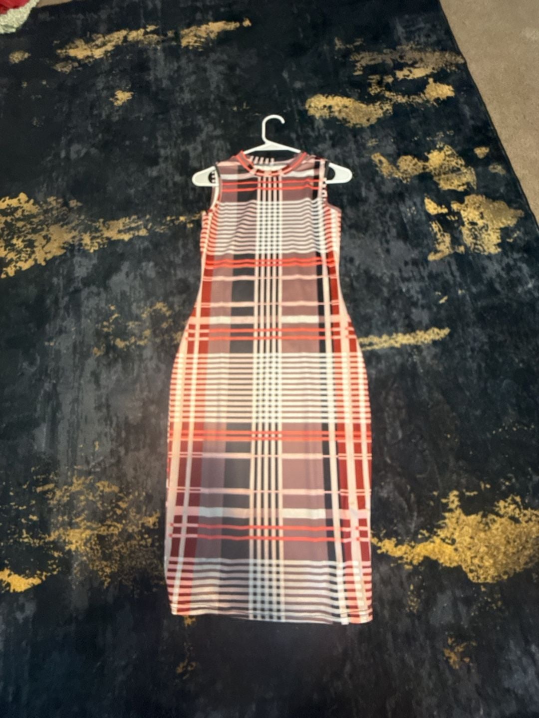 Unbranded Plaid Midi Dress Size S Sleeveless Mock Neck 2