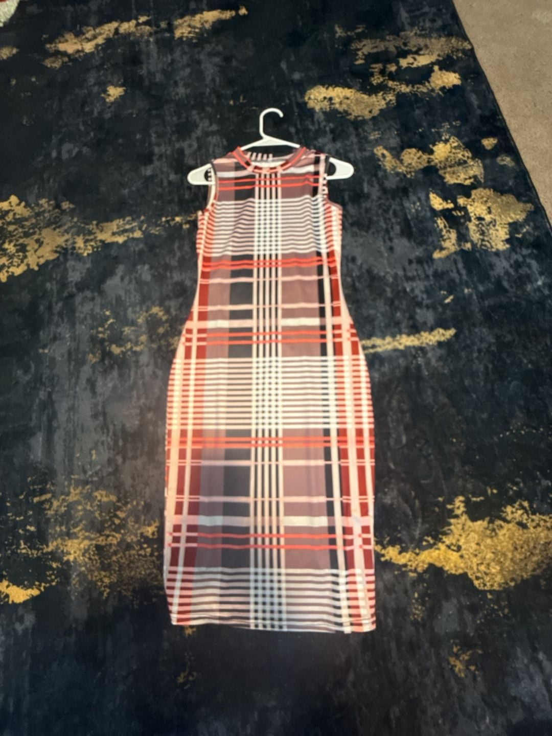Unbranded Plaid Midi Dress Size S Sleeveless Mock Neck 3
