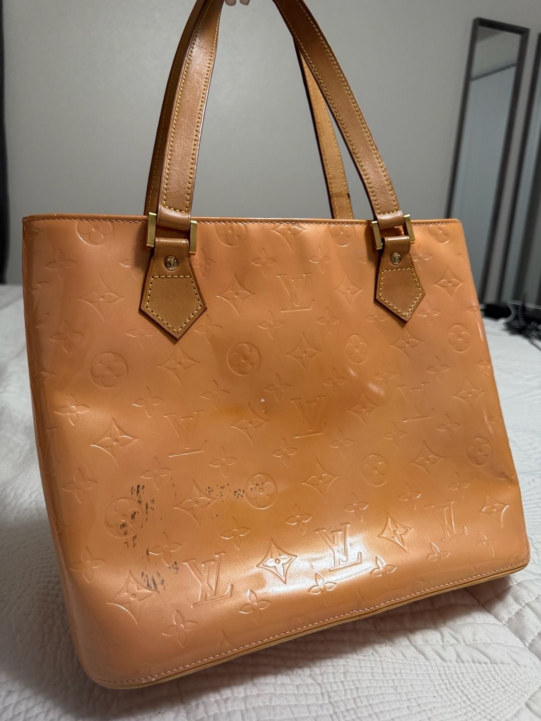 Louis Vuitton Monogram Vernis Houston Tote Beige 4
