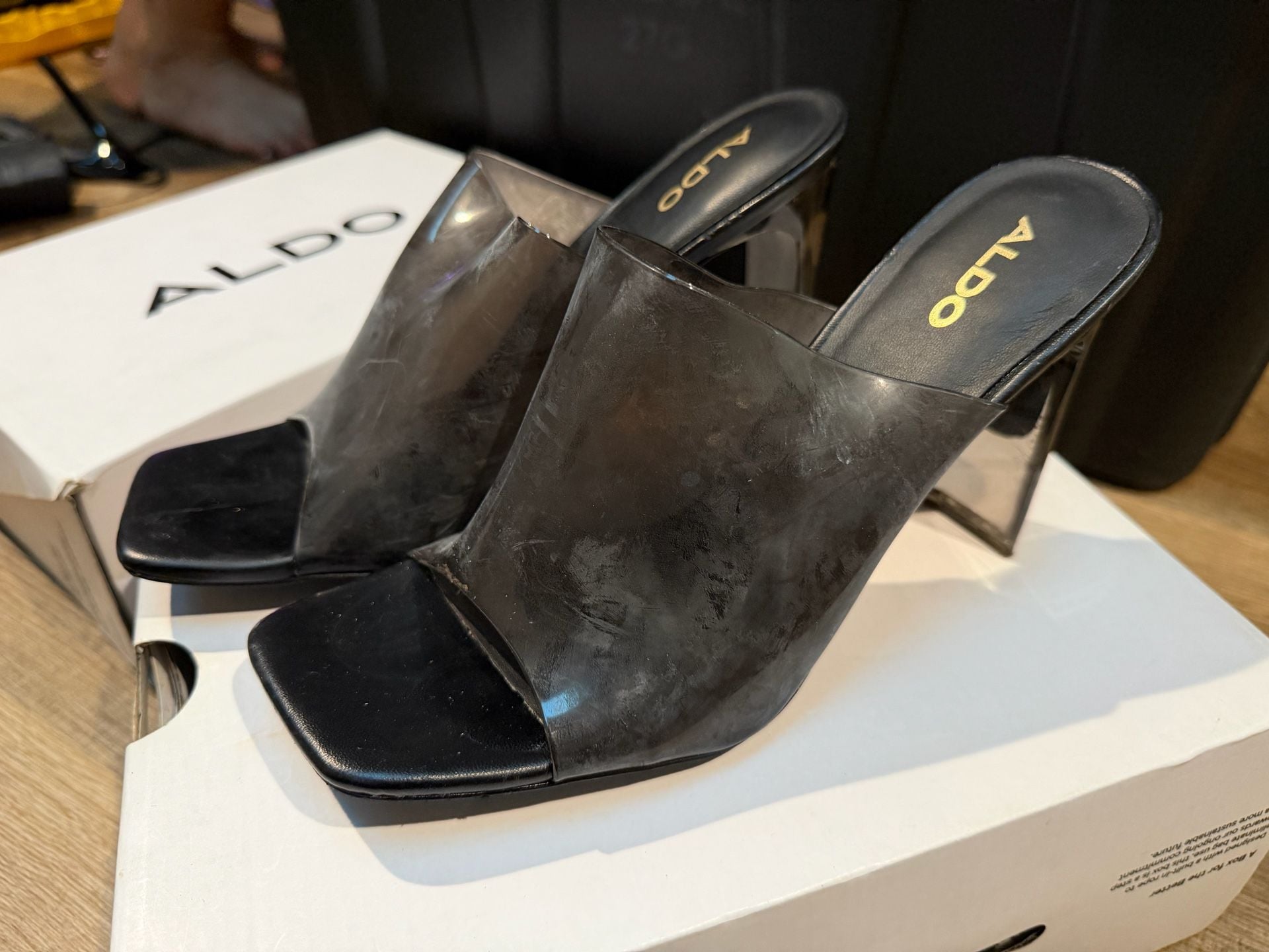 Aldo Ybendaviel Heels Size 8.5 Black Clear Sandals 2