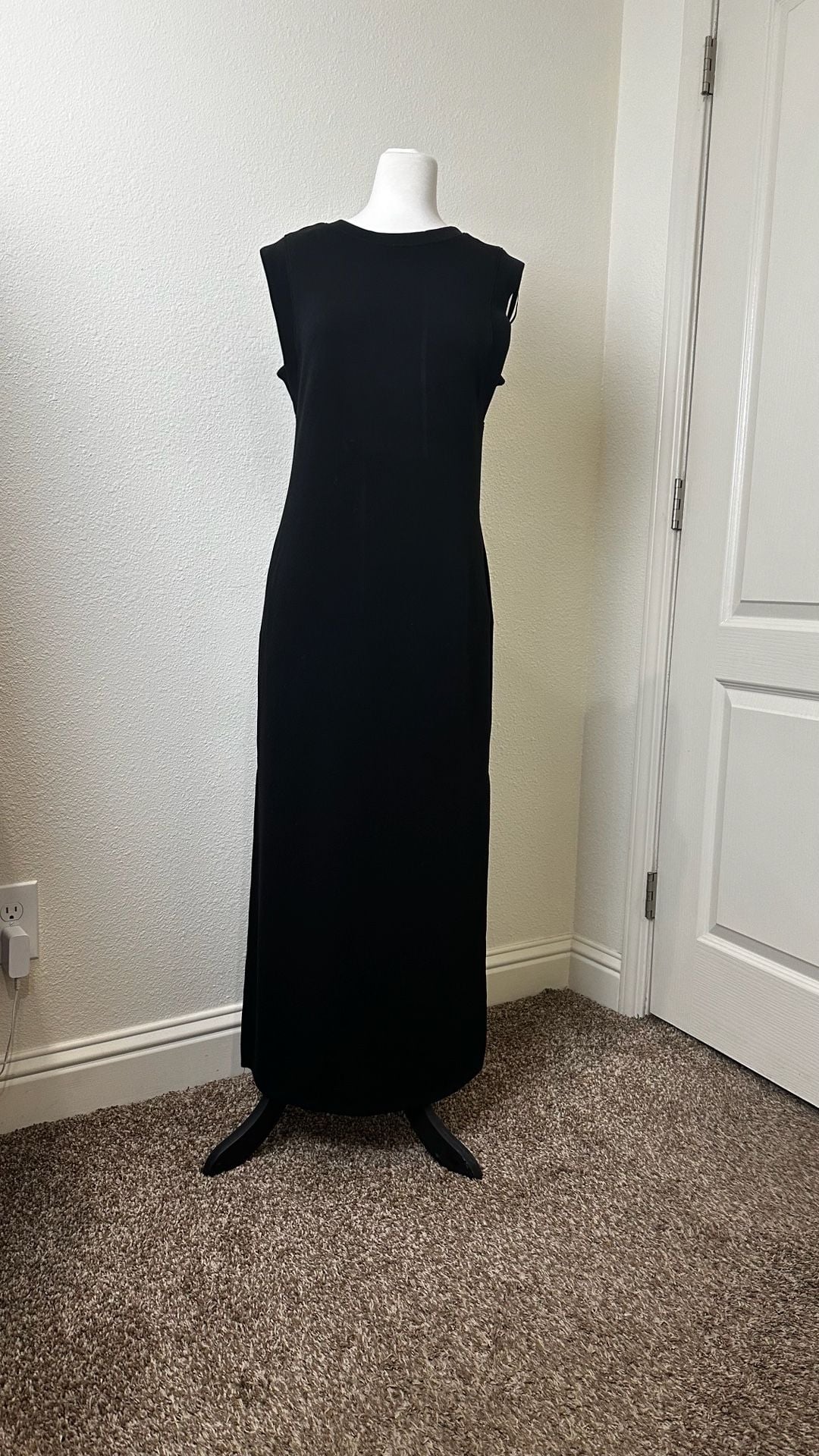 Scoop Maxi Dress Size S (4-6) Black Sleeveless Draped Neck 2