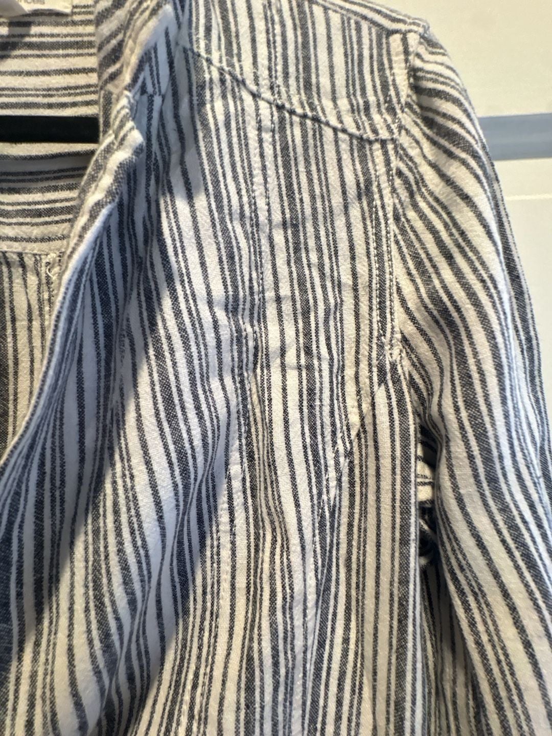 Maurices Blazer Size S Blue White Striped Linen Blend Single Button 3