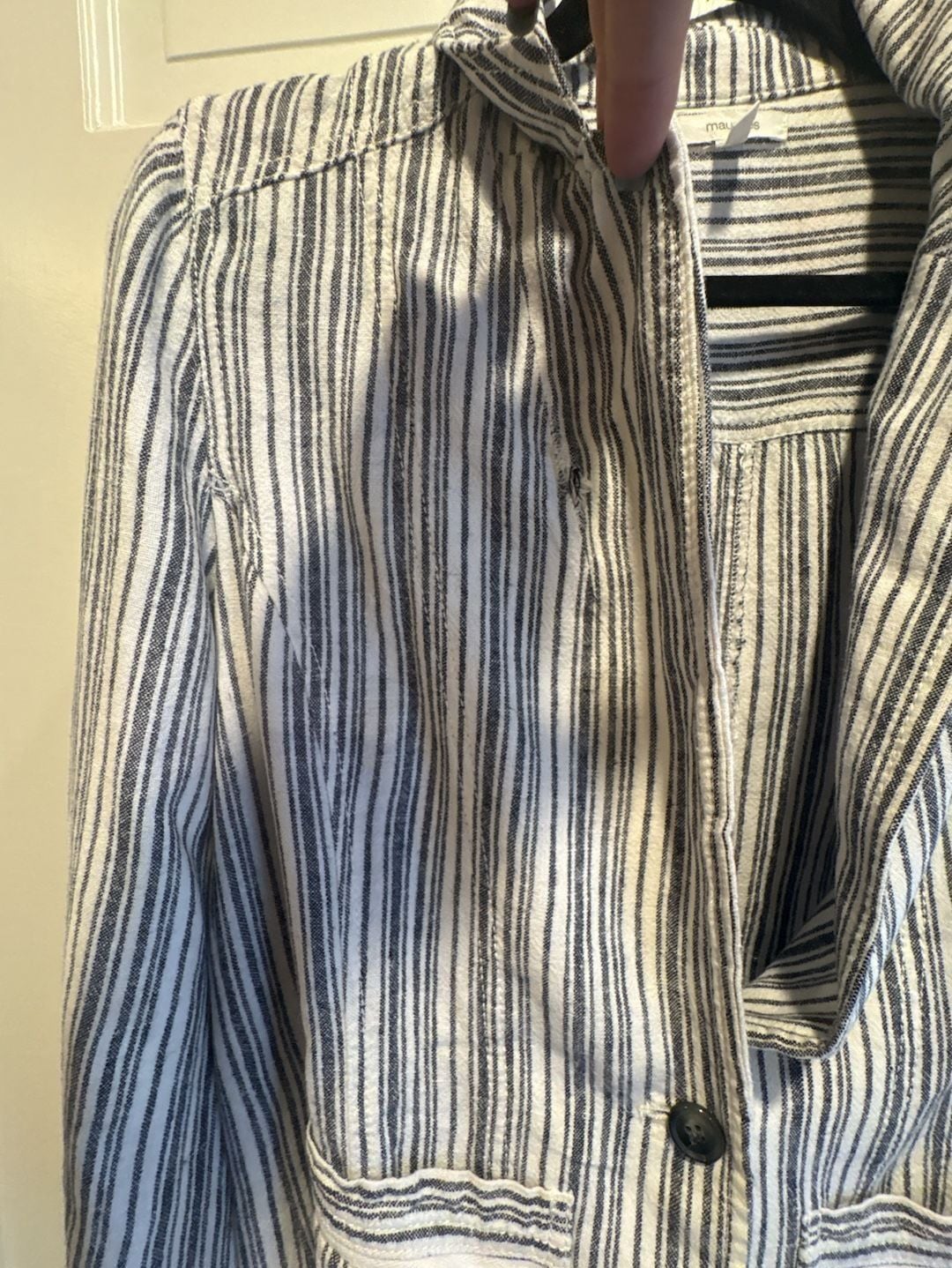 Maurices Blazer Size S Blue White Striped Linen Blend Single Button 6