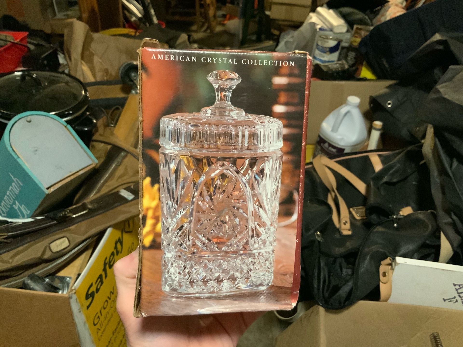 American Crystal Collection Pinwheel Biscuit Jar Fine Lead Crystal 1