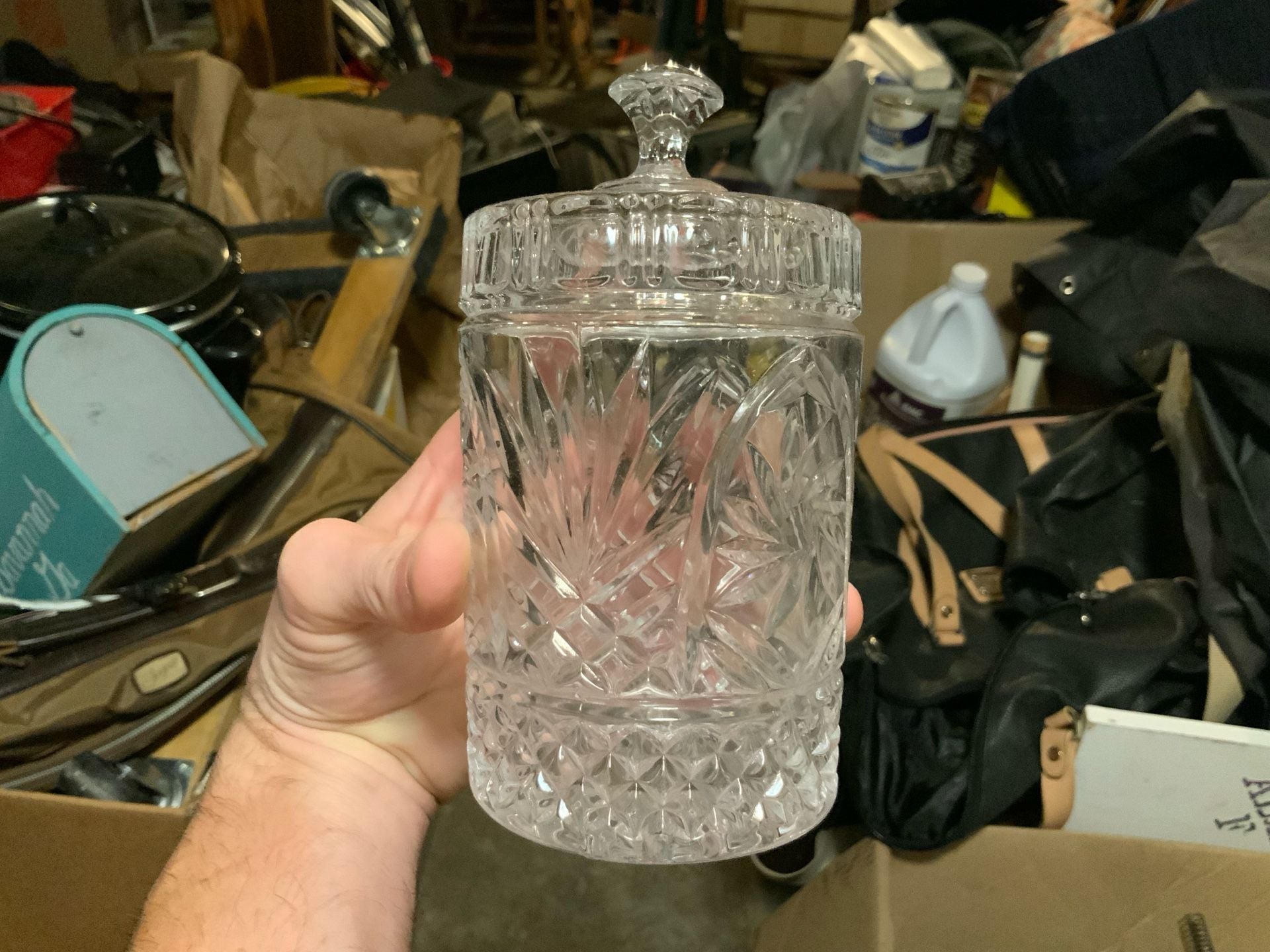 American Crystal Collection Pinwheel Biscuit Jar Fine Lead Crystal 3