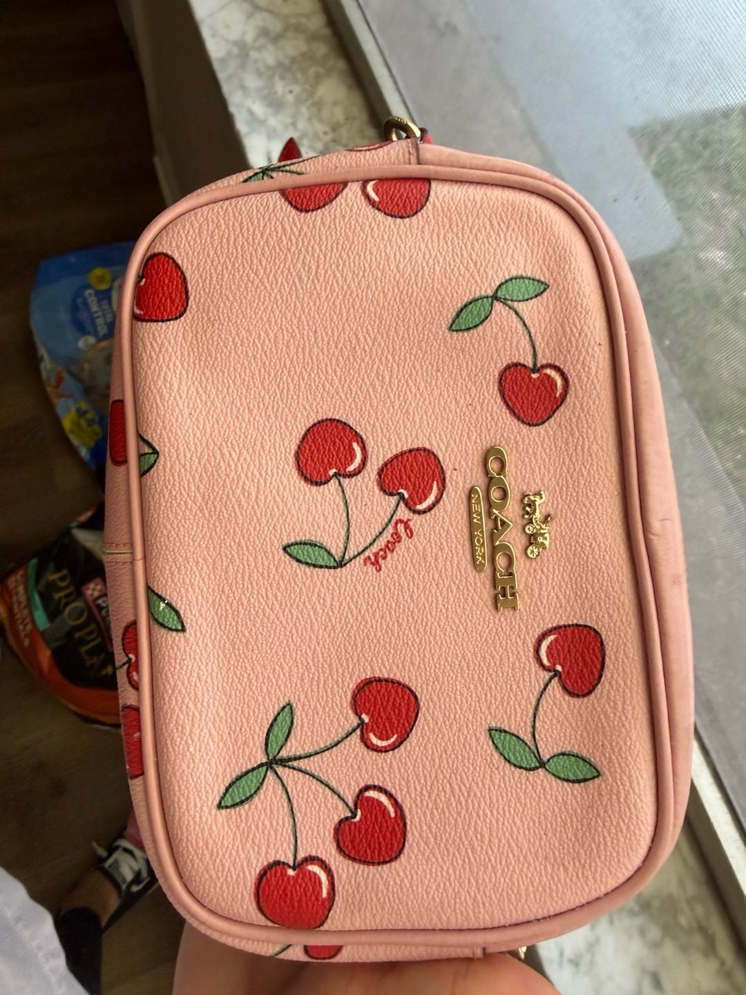 Coach Mini Jamie Camera Bag Heart Cherry Print Pink Leather 2