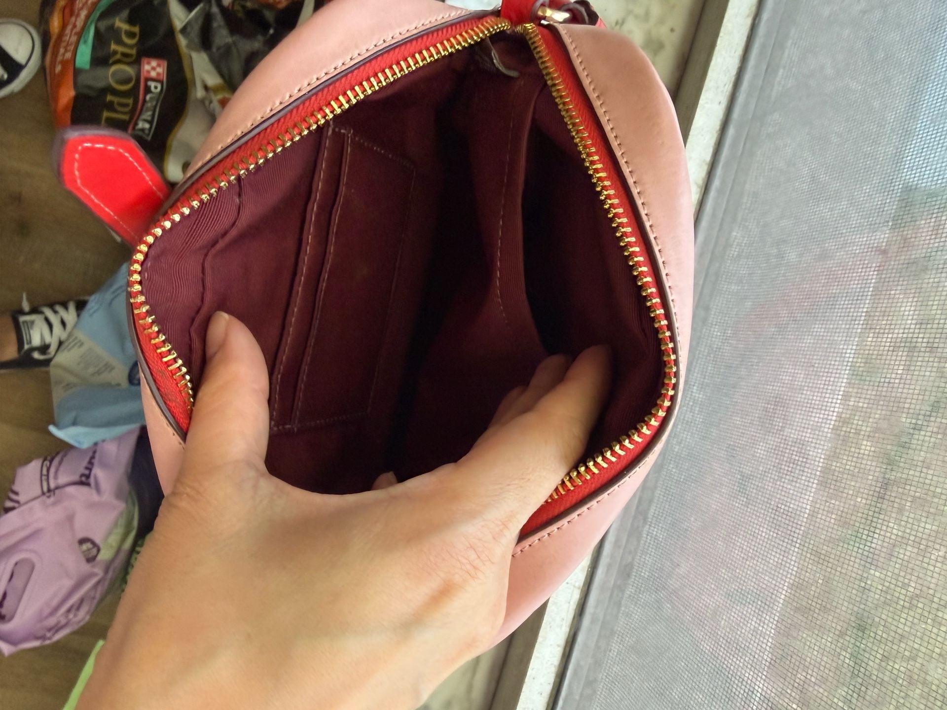 Coach Mini Jamie Camera Bag Heart Cherry Print Pink Leather 6