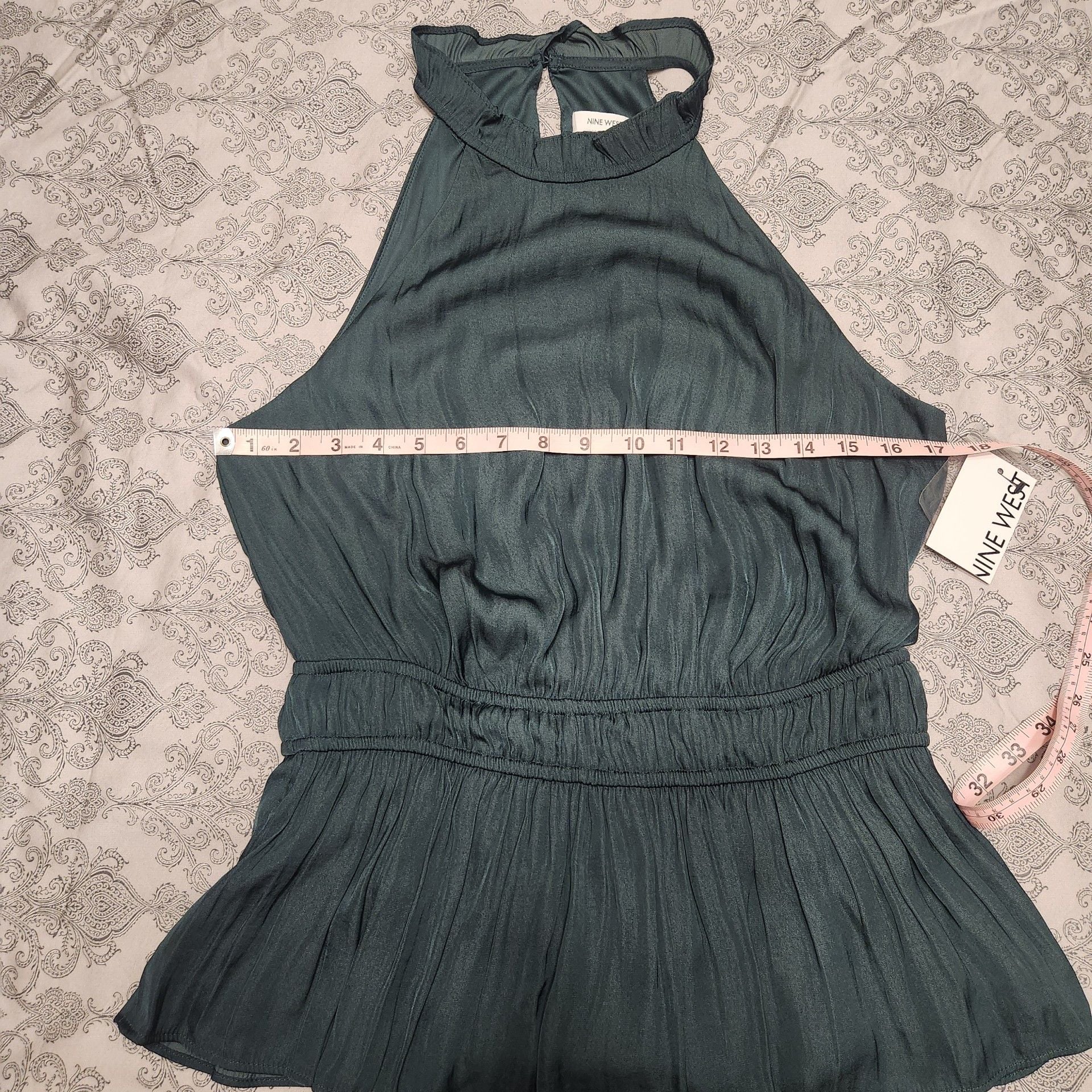Nine West Halter Peplum Top Size M Green 7