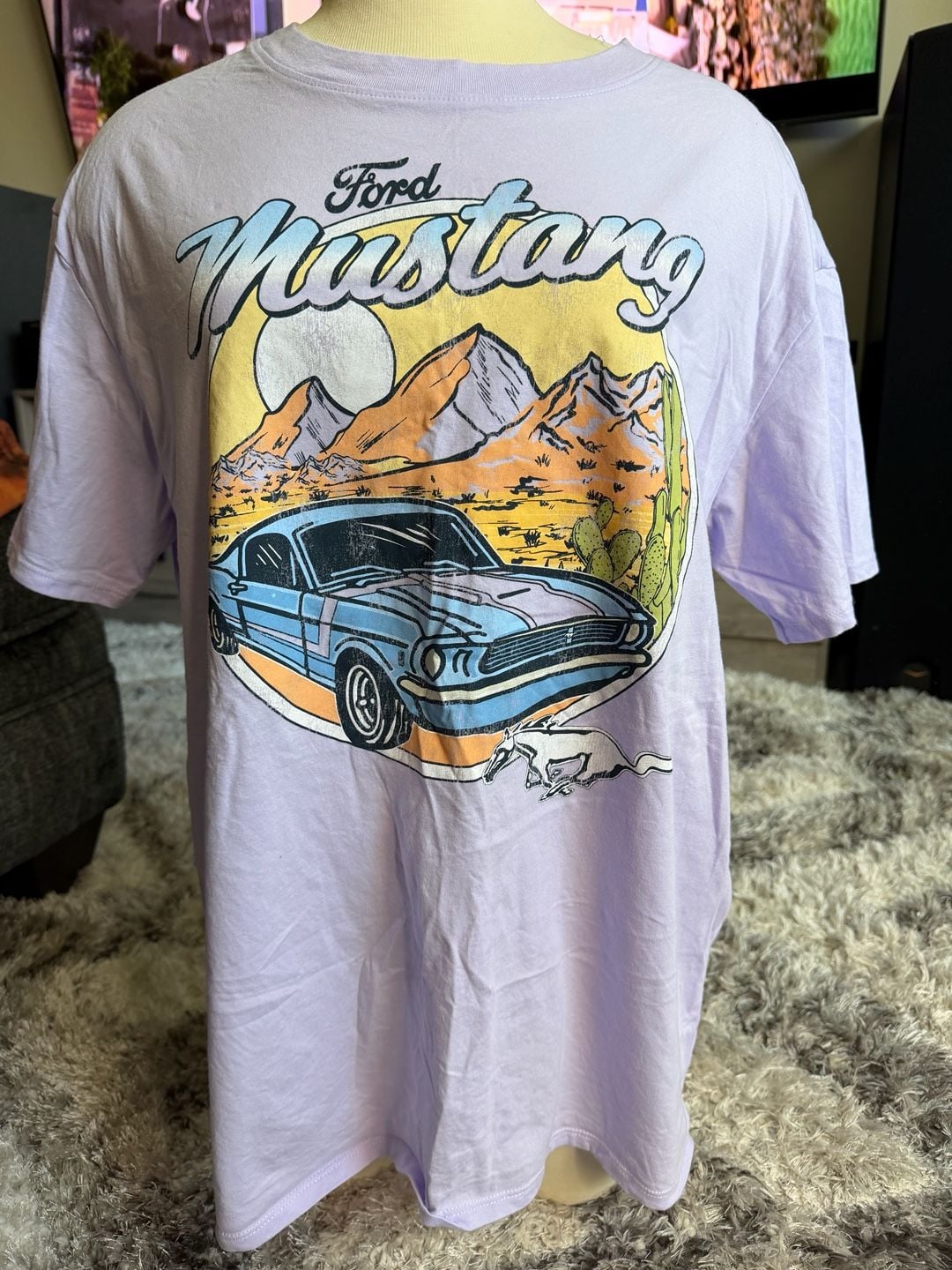 Ford Mustang Graphic T-Shirt Size M Light Purple 2
